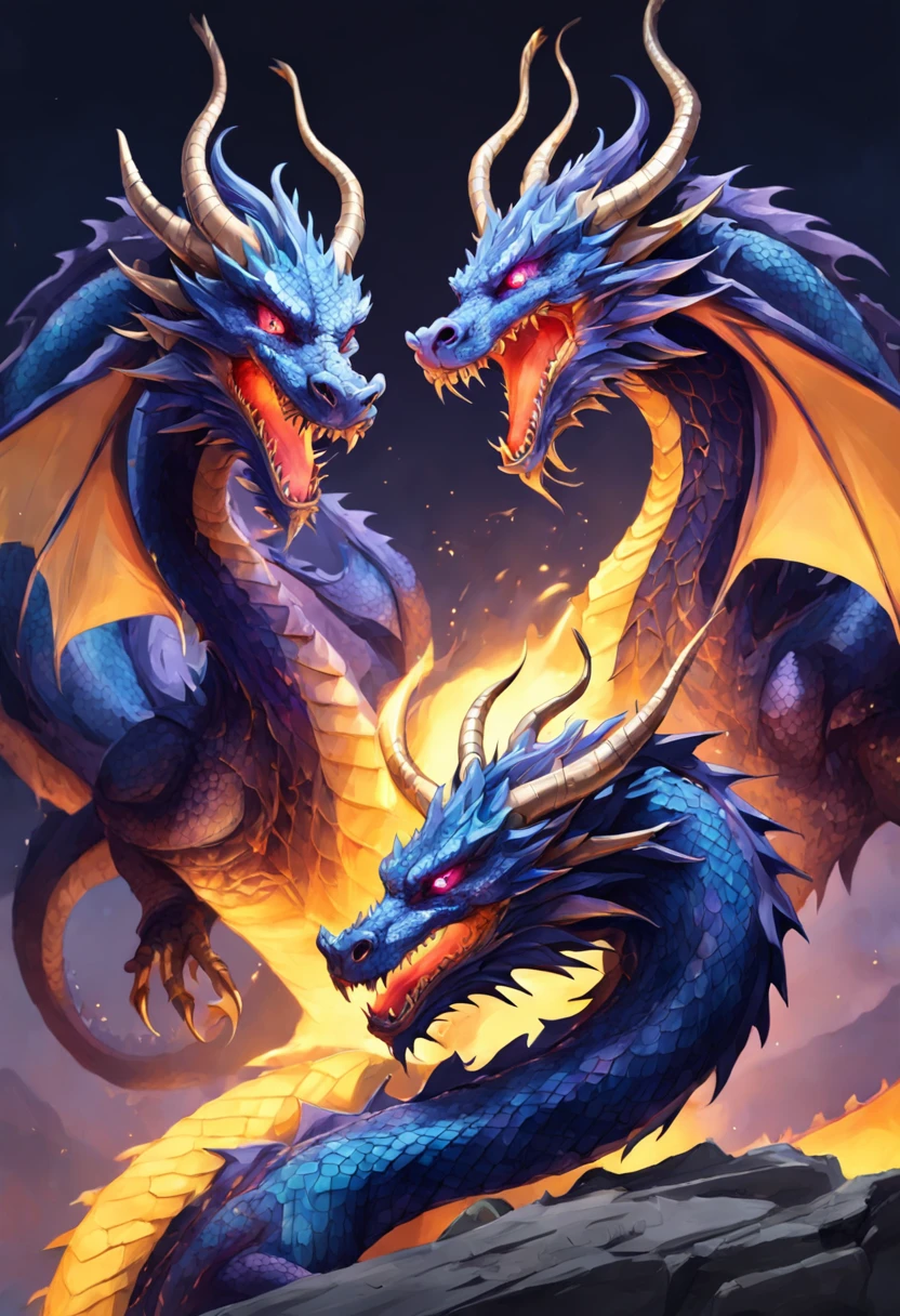 fire dragon, water dragon, thunder dragon, with all agressivnese attacking 1 black hole in the middle of the picture