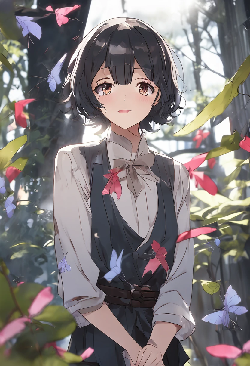 top-quality:1.0)、(超A high resolution:1.0)、Anime middle-aged、short dark hair、ID photo、Inspired expression、without background、