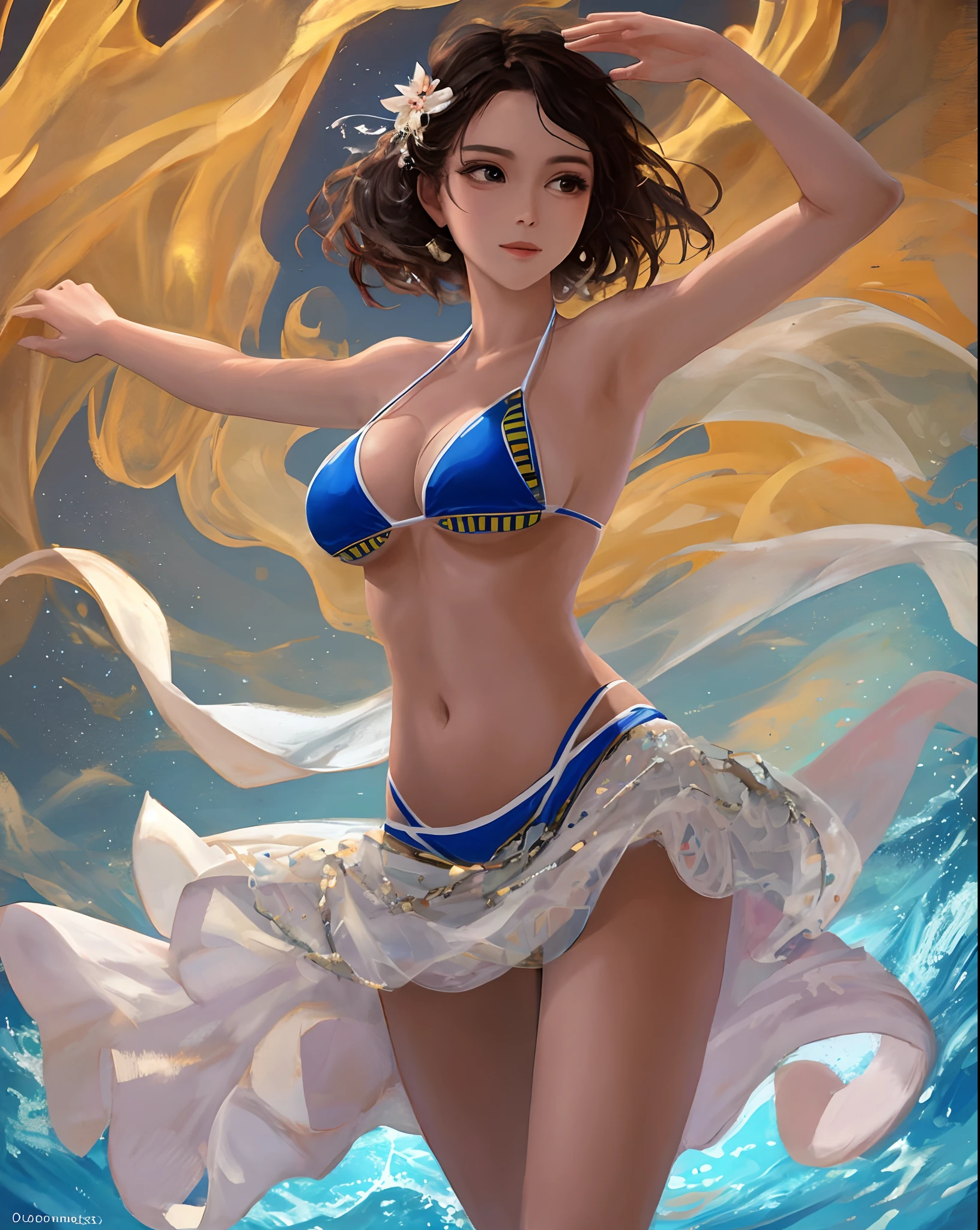 A very beautiful beauty dancing in a bikini