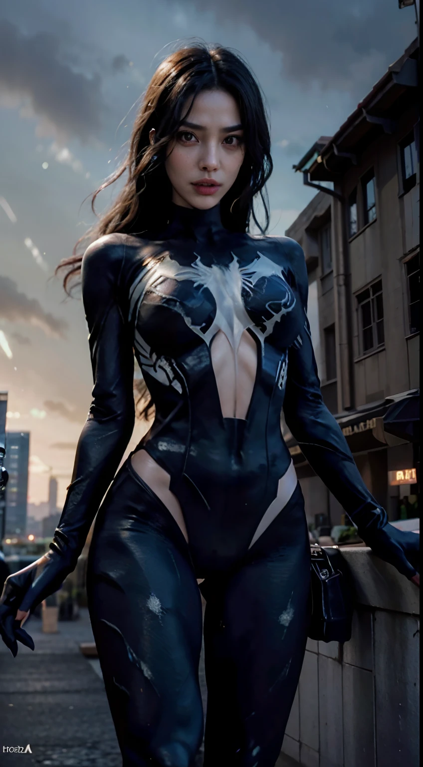 (wearing spiderwoman_cosplay_outfit:1.1), in front of a sky, 
good hand,4k, high-res, masterpiece, best quality, head:1.3,((Hasselblad photography)), finely detailed skin, sharp focus, (cinematic lighting), night, soft lighting, dynamic angle, [:(detailed face:1.2):0.2], medium breasts, outside,