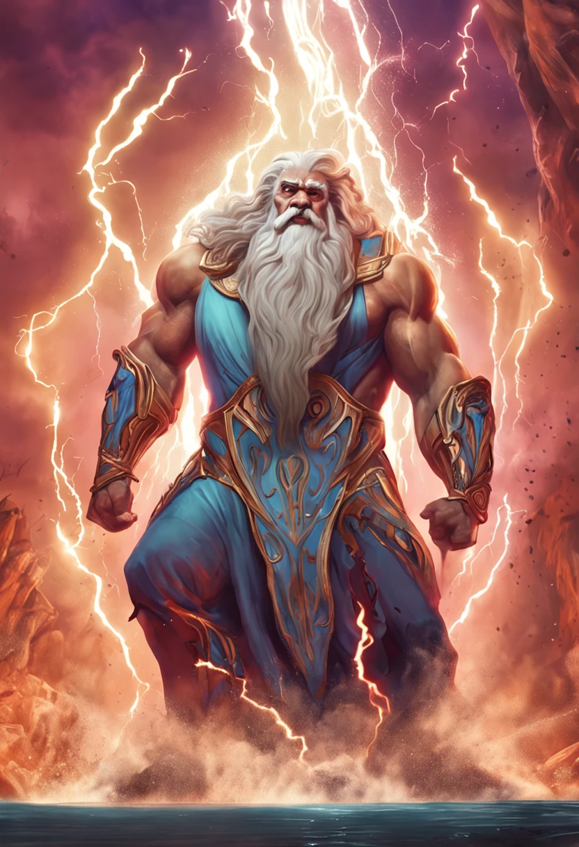 crie uma pintura de Zeus mostrando seu poder