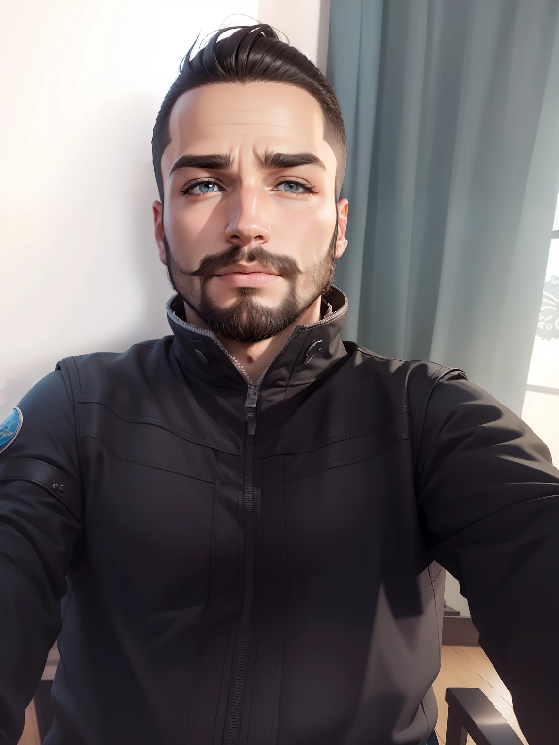 Avatar estilo Cartoon,olhos castanhos,barba maior.
