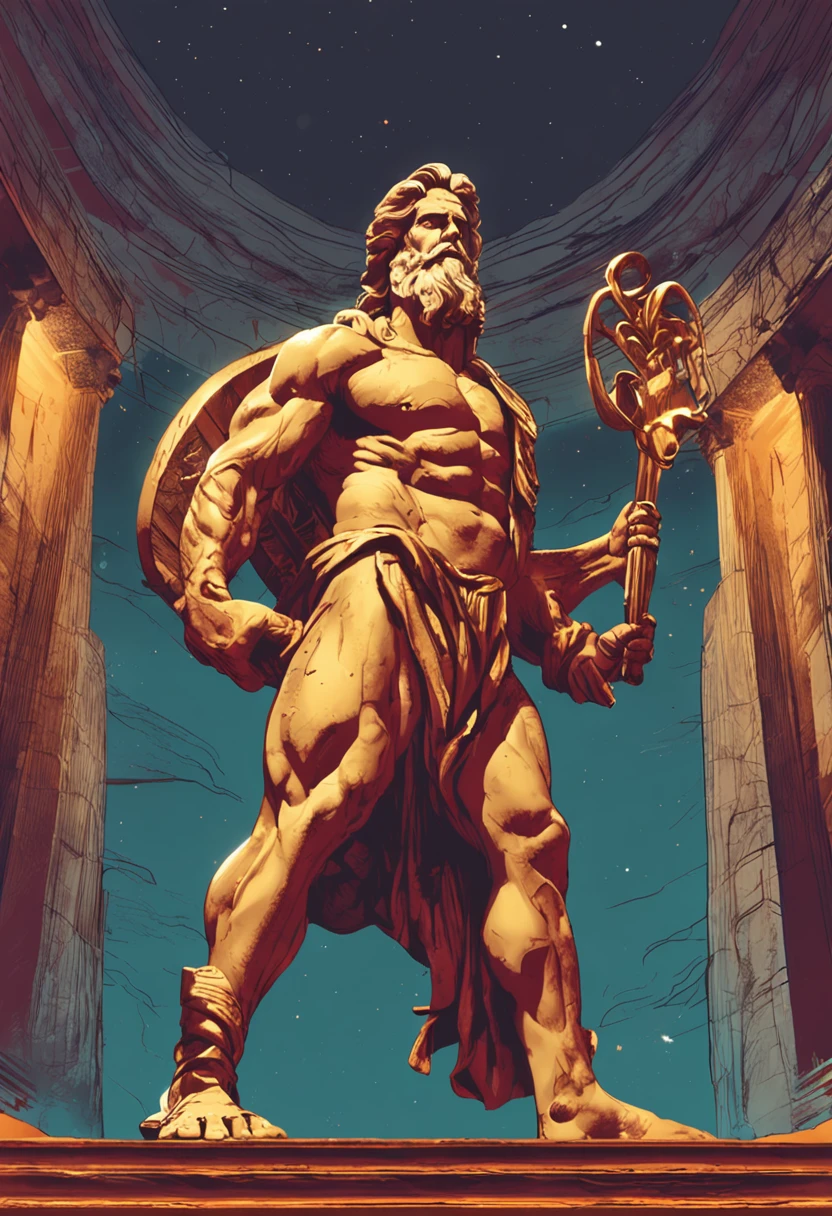 crie uma pintura de Zeus mostrando seu poder