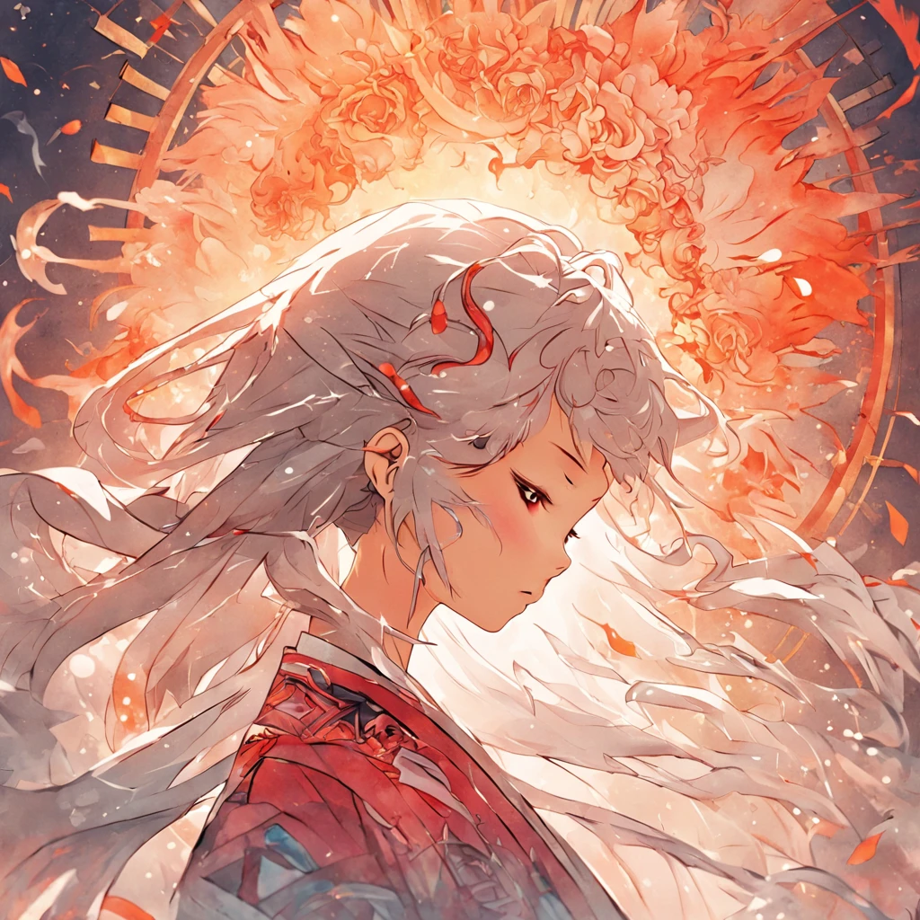 (White background:1.4),(Silhouette of a girl's head, Eyes closed, colorfull long hair, Oriental elements),(Chinese illustration:1.3,paper art:1.3, Quilted paper art:1.2),( reasonable design, Clear lines, High sharpness,Best quality, Very detailed, Masterpiece, movie light effect, 4K )