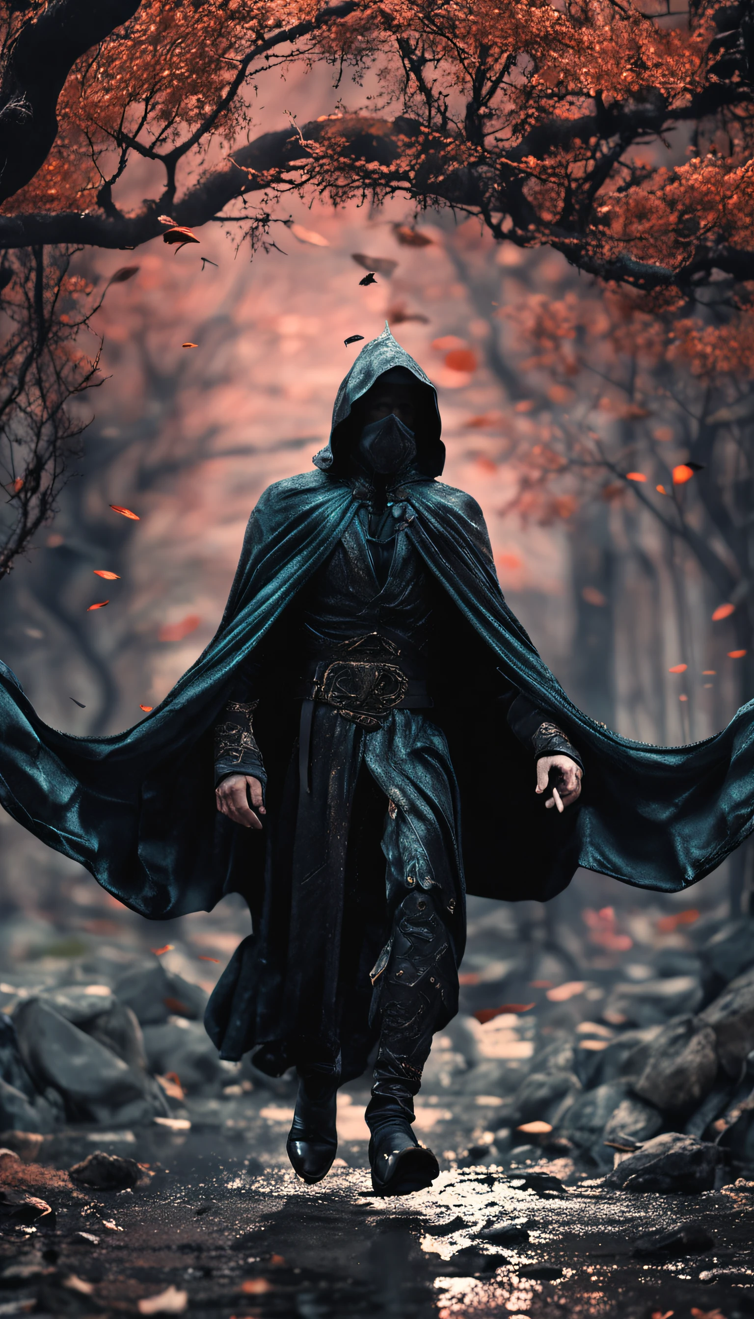 Best quality, Masterpiece, 超高分辨率, (photograph realistic:1.4), surrealism, Dream-like,fusionart, Shadowdancer, shadow magic, darkness control, stealth, shadowstep, umbral spells, hidden blade,