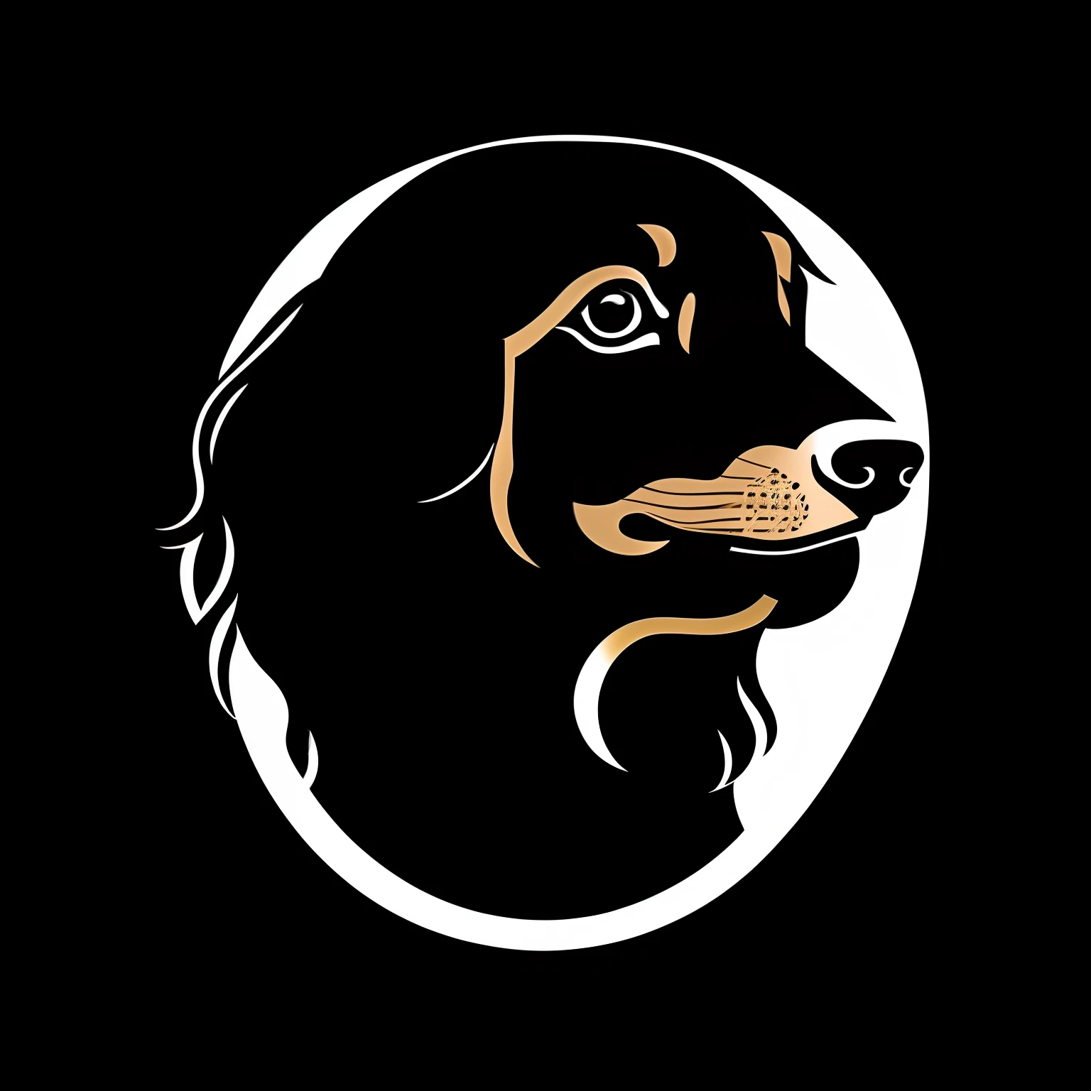 A logo、One Dog's Face、monochromes、(Long-haired miniature dachshund)、Miniature dachshund、