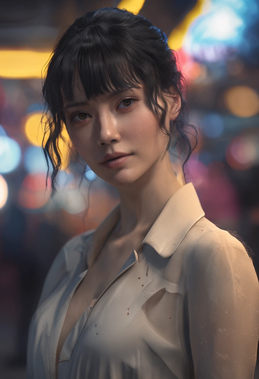 A beautiful girl who looks like Yua Mikami, fashion hair, Jet black hair, Delicate makeup, ssmile, perfect bodies, gracefulpose, Octane rendering trends on ArtStation, 8 k artistic photography, Arte conceptual fotorrealista, soft natural volumetric cinematic perfect light, an award winning photograph, tmasterpiece, Epic, trending on artstationh, By Artgerm, h. r. Giger and Beksinski, Highly detailed, vibrant, production cinematic character render, ultra high quality model, Chiaroscuro