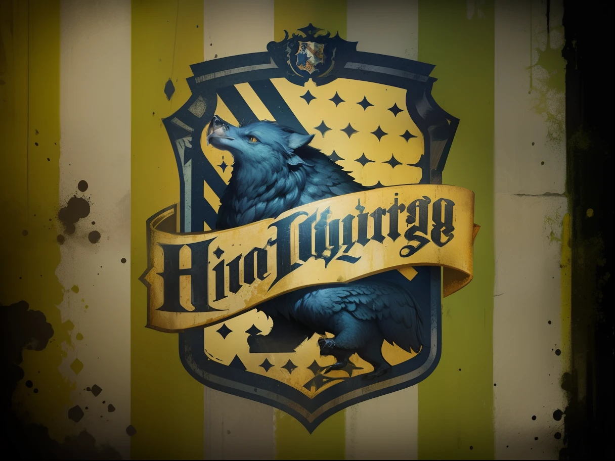 Criar logotipo de hogwards para art t-shirt usando um texugo de simpolo, high quality, 8k, high detail