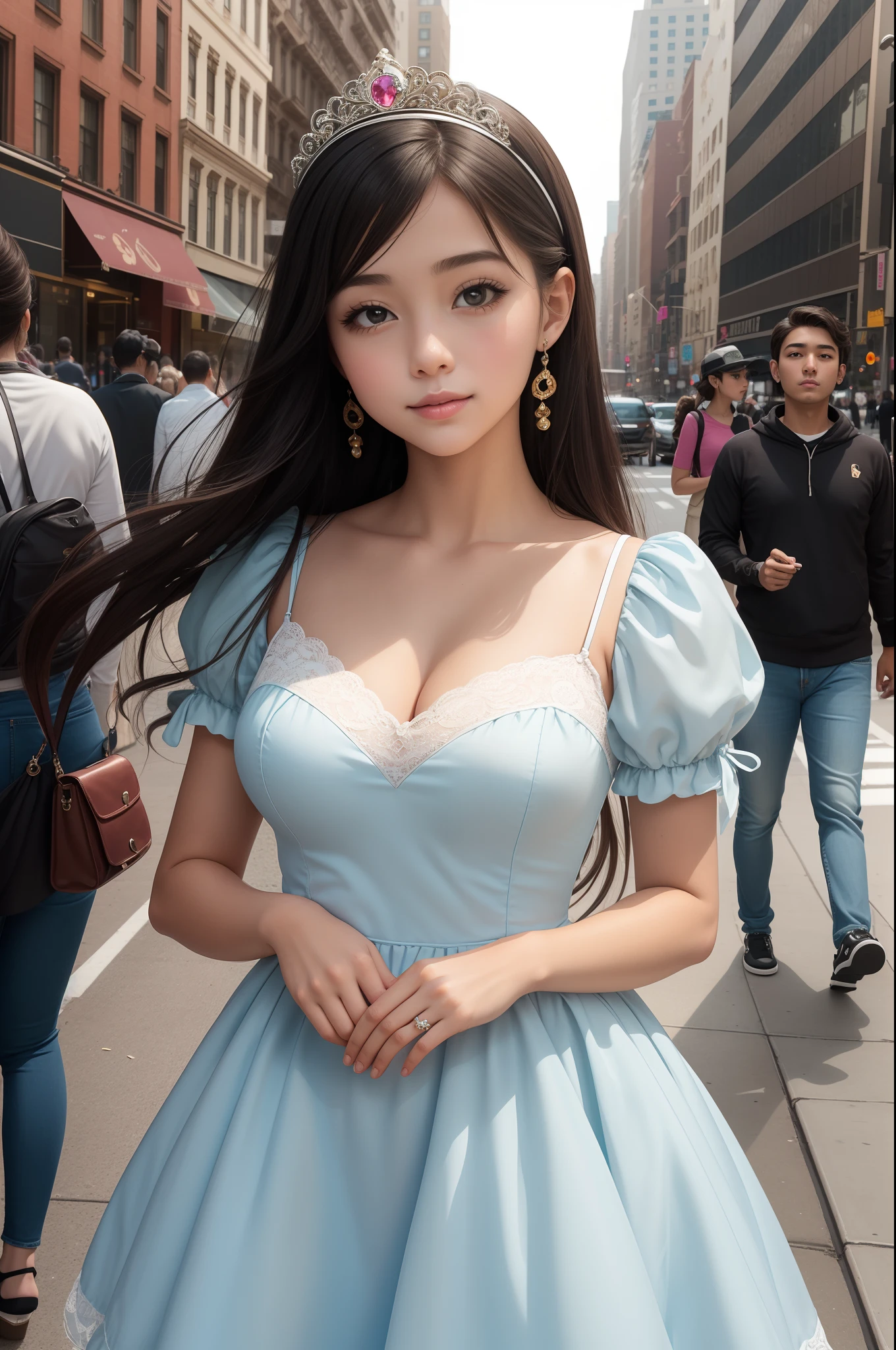 (La mejor calidad) (obra maestra ) Cara perfecta. kawaii & Siniestra princesa belleza joven en la ciudad de Nueva York.