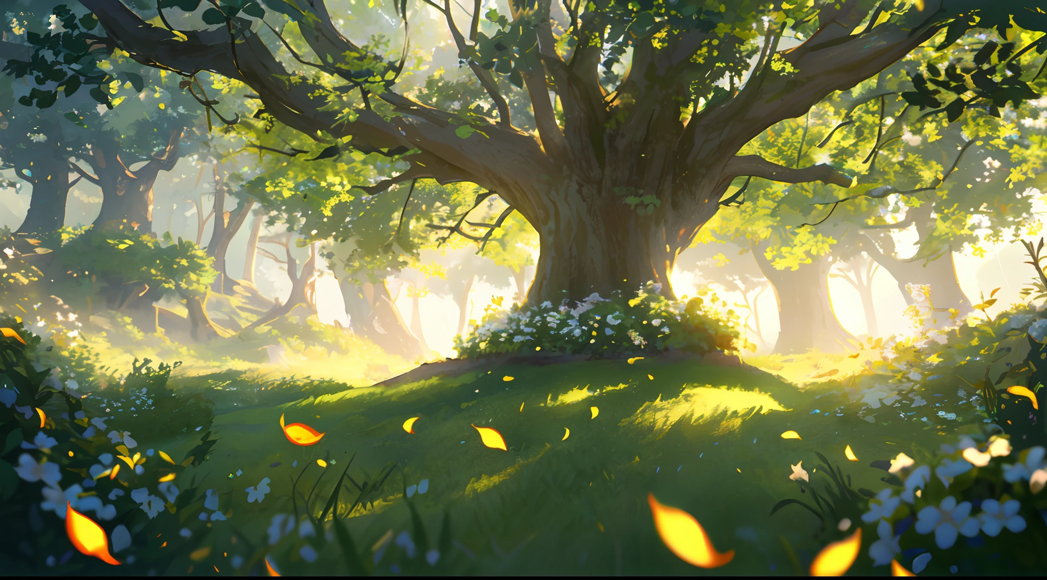 Masterpiece, best quality, (very detailed CG unity 8k wallpaper) (best quality), (best illustration), (best shadows) Nature&#39;s delicate leaves petals of various colors falling in the air light Tracking, super detailed --v6