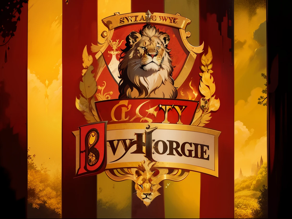 Create hogwards logo for t-shirt art using a simpole lion, high quality, 8k, high detail