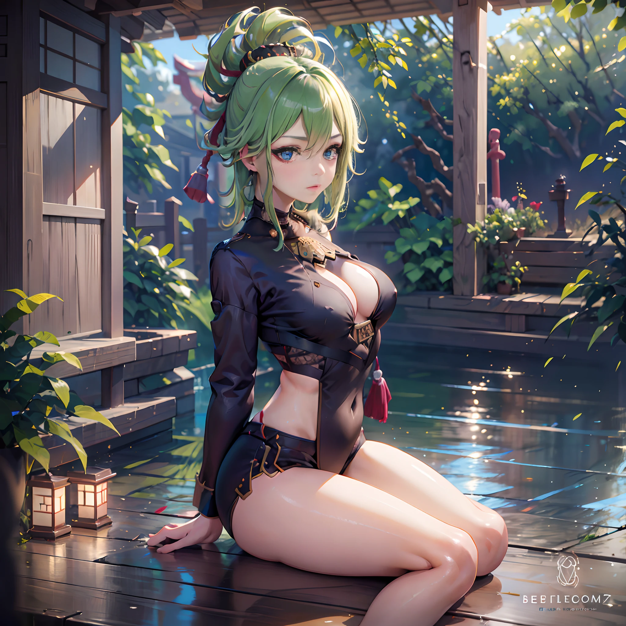Whole body, (NSTDA.:1.2), (10, beste-Qualit, master-piece: 1.4), ultra-high resolution, (lifelike, photorealistic portrait: 1.48), 20 age, Cute Girl, Beautiful girl striptease, , Famous Japanese actors, Blue Eyes, Head tilt, cowboy shot, from the front, looking at the audience, expressionless, Beautiful lake, Zeiss 150mm F/ 2.8 Hasselblad, In Japanese shrines, Whole body, foot, Ultra-Wide Angle