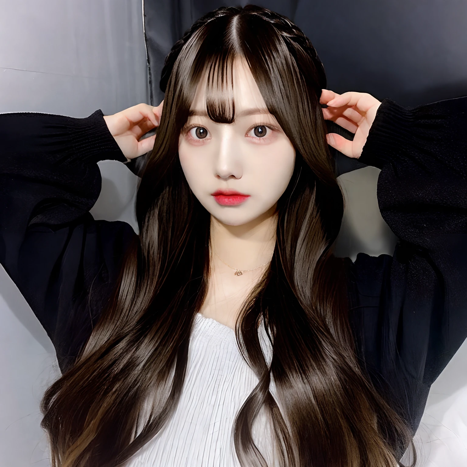 a close up of a woman with long hair wearing a cat ear, very beautiful cute catgirl, kawaii realistic portrait, artwork in the style of guweiz, beautiful anime portrait, realistic anime 3 d style, stunning anime face portrait, guweiz, 🤤 girl portrait, beautiful anime girl, cute anime girl portrait, beautiful anime catgirl, portrait anime girl