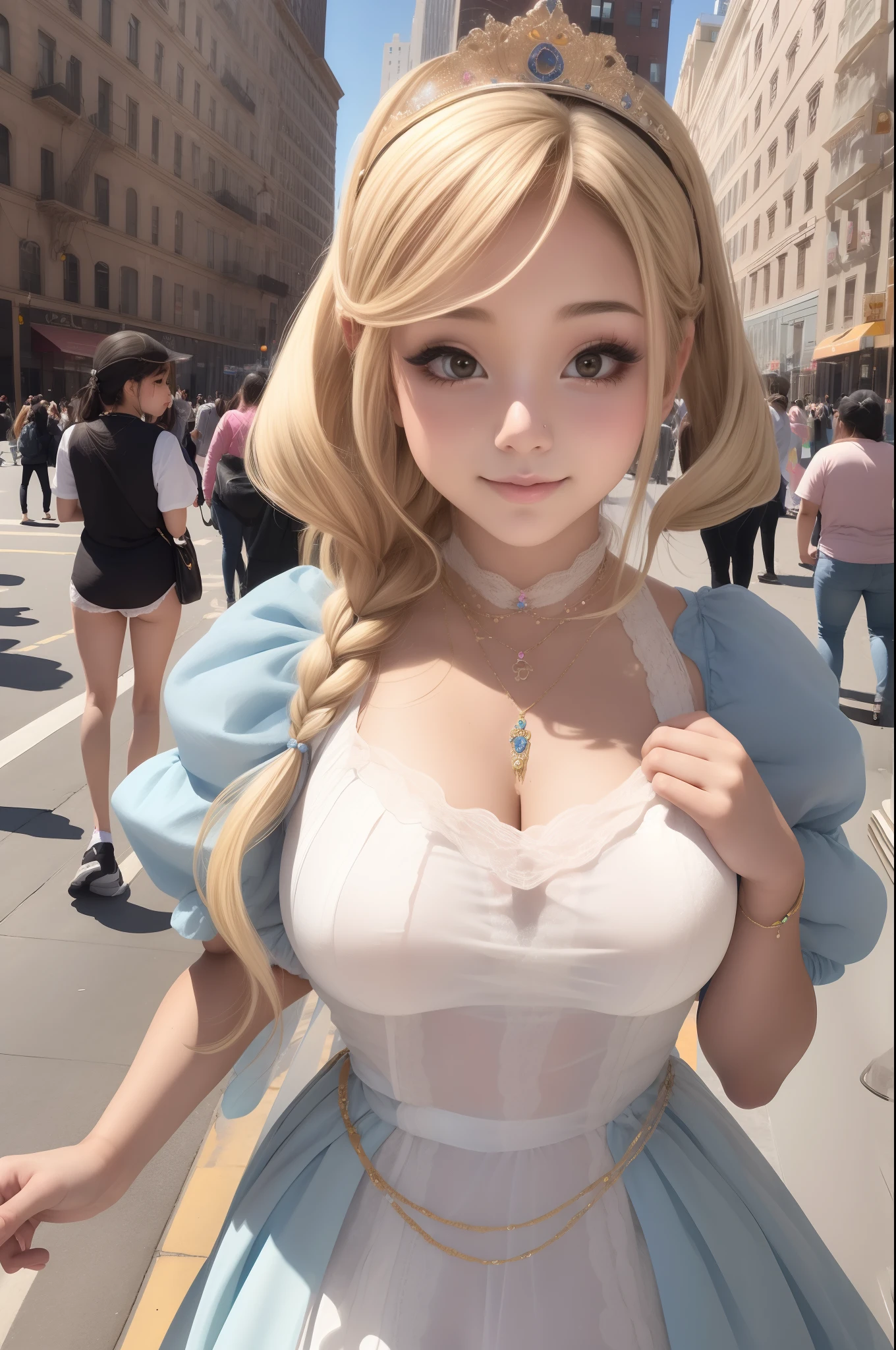 (La mejor calidad) (obra maestra ) Cara perfecta. kawaii & Siniestra princesa belleza joven en la ciudad de Nueva York.