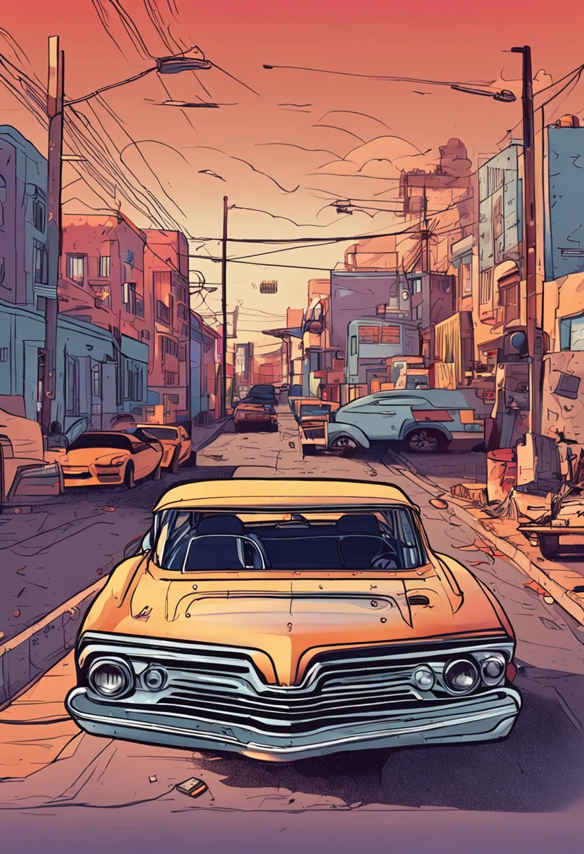 Generate a car without a logo,The background is the street