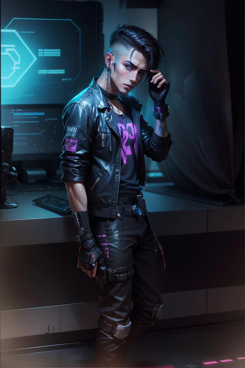 Change background, cyberpunk handsome boy, hyper realistic face,8k.