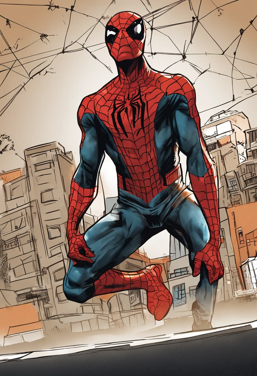 homem aranha encima da casa branca 8k ::n_style drawing, Low quality imperfection, doll, game, anime