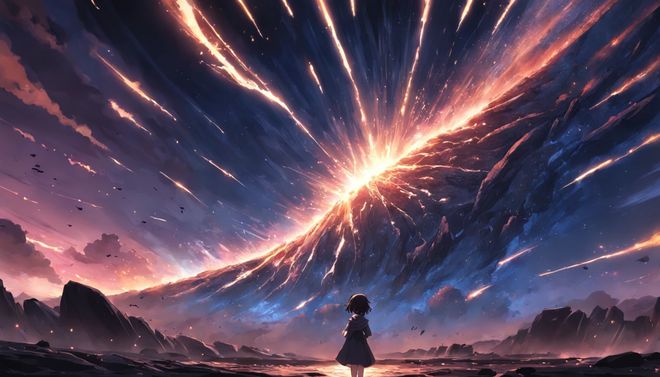 A meteor that falls to Earth at 8K speed，detail-rich