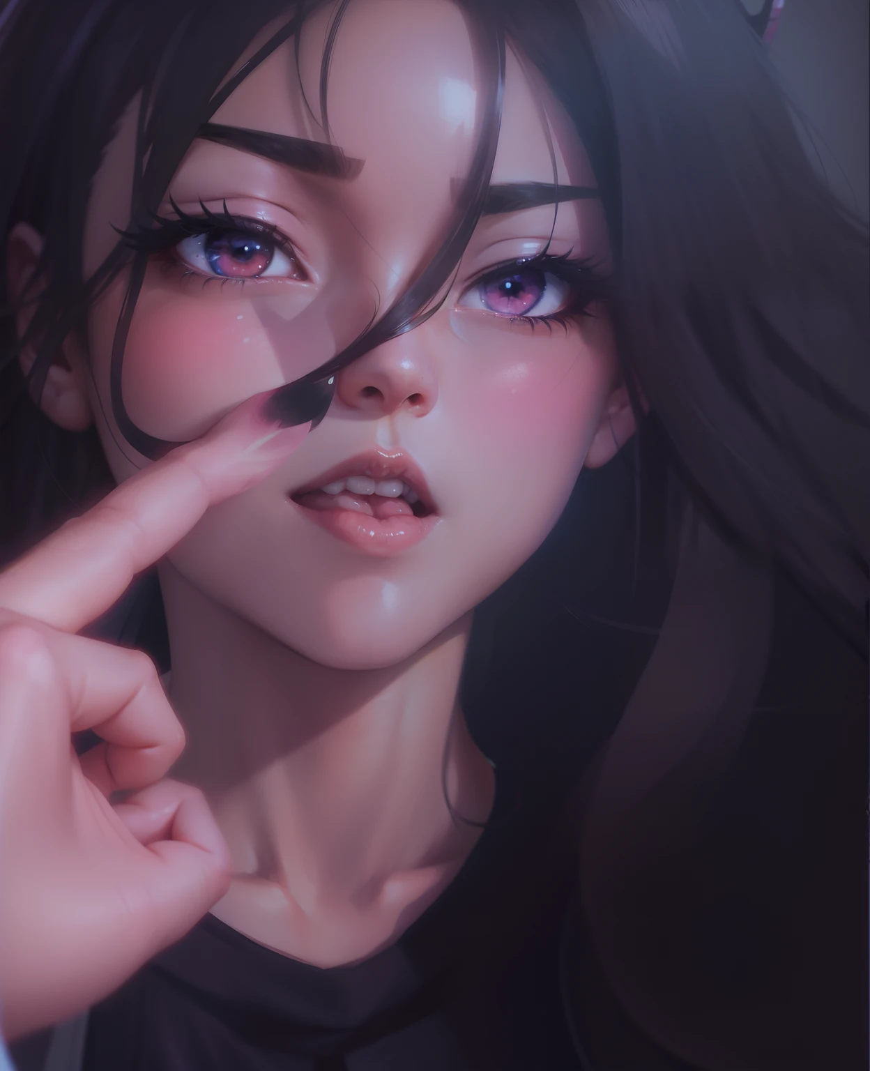 A MILF,Woman、 Seductive incitement,(Seductive lascivious face), (drooling and opening mouth) , Licking with her mouth,( Licking gestures)、close up of face、beautidful eyes、Beautiful eyes、Beautiful mouth、Beautiful skins、、Beautiful lips、A detailed face、(((Sweat,steam,Lower grade))),Moist eyes、Hold your head with both hands、Glossy skin,