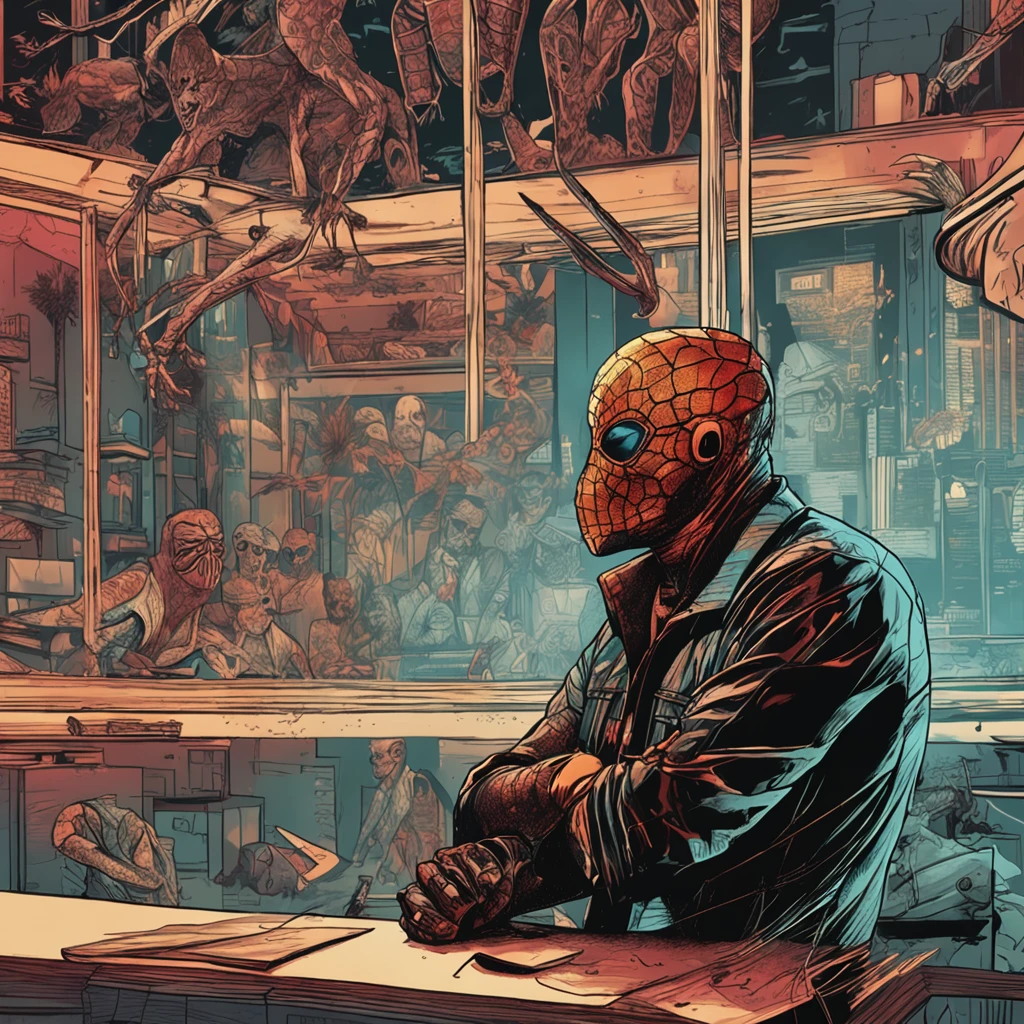 Retrato de um homem vestindo um terno baseado no homem-aranha, Exquisite fan art, altamente detalhada, estilo aranha verso