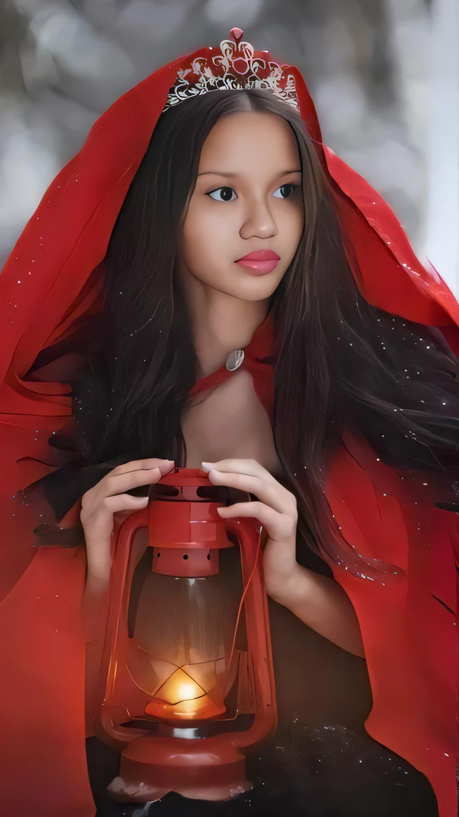um close up de uma mulher em uma capa vermelha segurando uma lanterna, vestido com um belo manto vermelho, Chapeuzinho Vermelho, Fanart, cindy avelino, vestindo uma capa vermelha, capa vermelha, thief red riding hood, uma capa vermelha, Directed by: Bernardino Mei, Chapeuzinho Vermelho, com capa, Directed by: Eddie Mendoza, vestindo trajes vermelhos, capa vermelha brilhante em suas costas