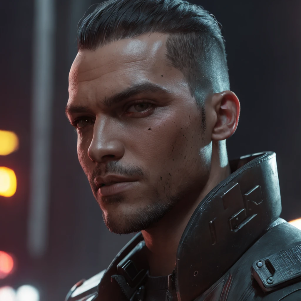 a close up of a person with a gun in a city, cyberpunk art inspired by Cliff Childs, trending on Artstation, afrofuturism, cyberpunk 2 0 7 7 character art, portrait of a cyberpunk man, cyberpunk character art, portrait of a cyberpunk cyborg, cyberpunk dude, cyberpunk character, shadowrun character art, a teen black cyborg, cyberpunk portrait, cyberpunk digital painting