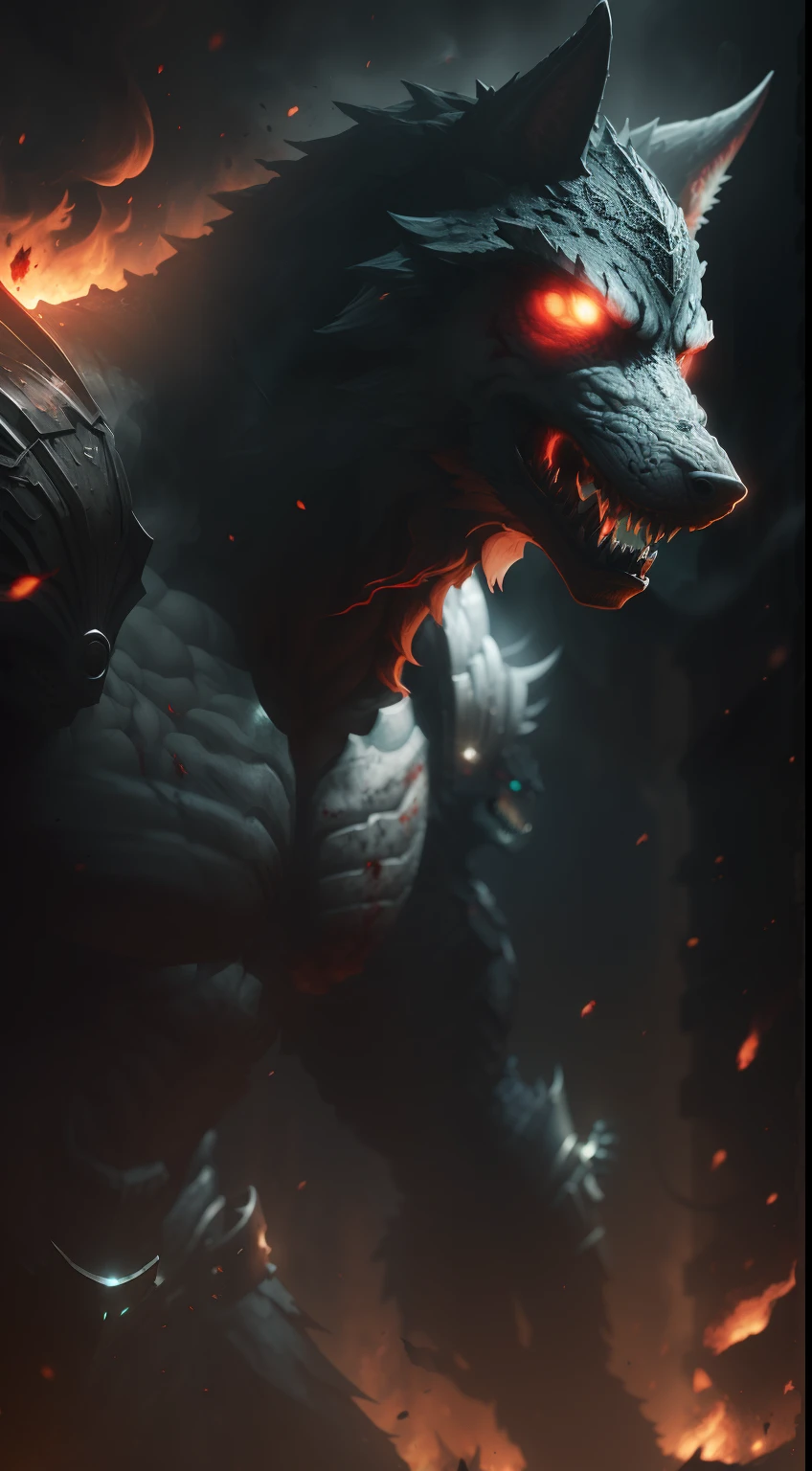 (Bloody Snapshot: 1.1), Epic Realism, Full Body Scene Logan as Werewolf in black armor reflecting firelight, dragon scale inspired armor behind red smoke scene, electric lighting soft photo, Adobe Lightroom, photo lab, HDR, complex, Very detailed, (Depth of field: 1.4), super detailed (Artstation: 1, 4), Cinematic, warm light , Impressive lighting (intricate details: 1.1)