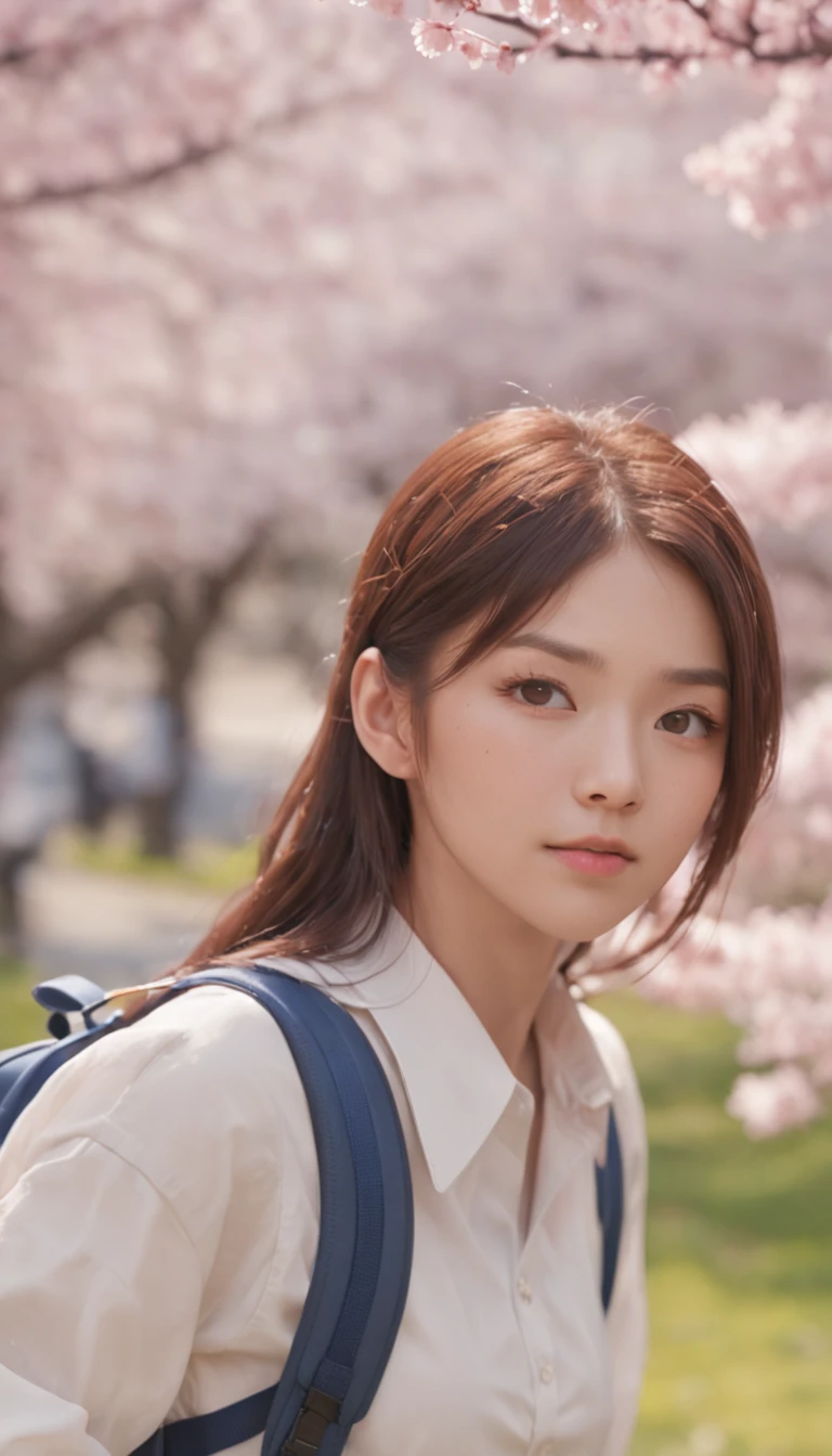 (Masterpiece, photo-realistic:1.4), (Close-up shot:1.3), (Japanese high school student:1.3), (Go home at sunset:1.3), (Blue and white school uniform:1.4), (undercut hairstyle:1.3), (Bright two-color eyes:1.4), (Backpack on the shoulder:1.2), (Walk through the park where cherry blossoms bloom:1.2), (Charming and innocent gaze:1.3), (Peaceful warm sunset lights:1.2), (Captured uniform details:1.3), (Cherry blossom petals rustling in the breeze:1.2), (A subtle blush on the cheeks:1.2), (youthful charm:1.2), (Beautifully styled hair:1.3), (Expressive eyes,Shine with excitement:1.2), (Peaceful and charming atmosphere:1.2), (Perfectly captures emotion and detail:1.2), Cinematic, Hyper-detailed, insanely details, beautifully color-graded, illusory engine, degrees of freedom, Hyper-Resolution, megapixel, Cinematic lightning, Anti-aliasing, FKAA, TXAA, RTX, SSAO, post-proces, postproduction, Tone-mapping, .CGI, vfx, SFX, insanely detailed and intricate, hyper-maximalist, Ultra photo realsisim, volumetr, Photorealistic, The ultra-realistice, Ultra-detailed, Intricate details, 8K, Super detailed, Full color, Volumetric lightning, hdr, Realistic, illusory engine, 16k, Sharp focus, Octane render --v testp
