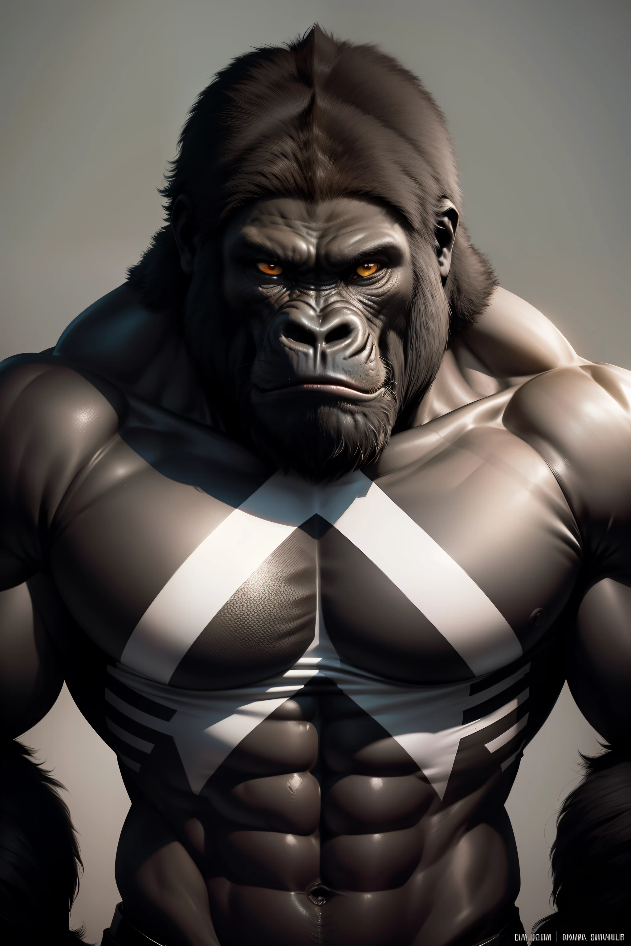 Gorilla mizzling in the symbol of a black and white team