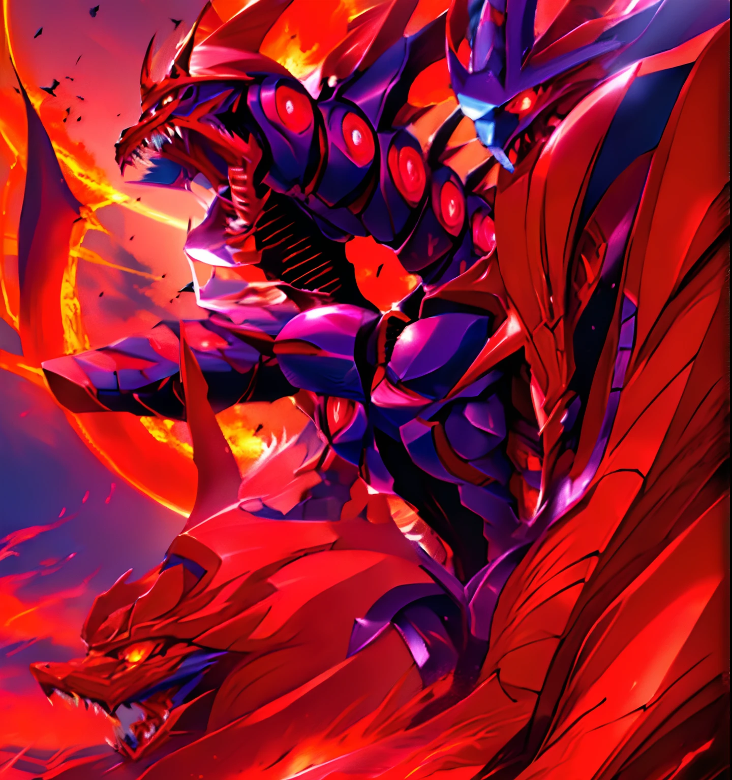 There is a dragon with red eyes and a big head, Estilo de arte Yugioh, Giratina, Ilustraciones de Yugioh, Modo Beast Evangelion, Slifer the dragon of the sky, Fan Art, Estilo Guyver, Neon Genesis Evangelion Fanart, Estilo Yugioh, epic anime style,, Inspirado en Evangelion Third Impact, Gurren Lagan, arte oficial