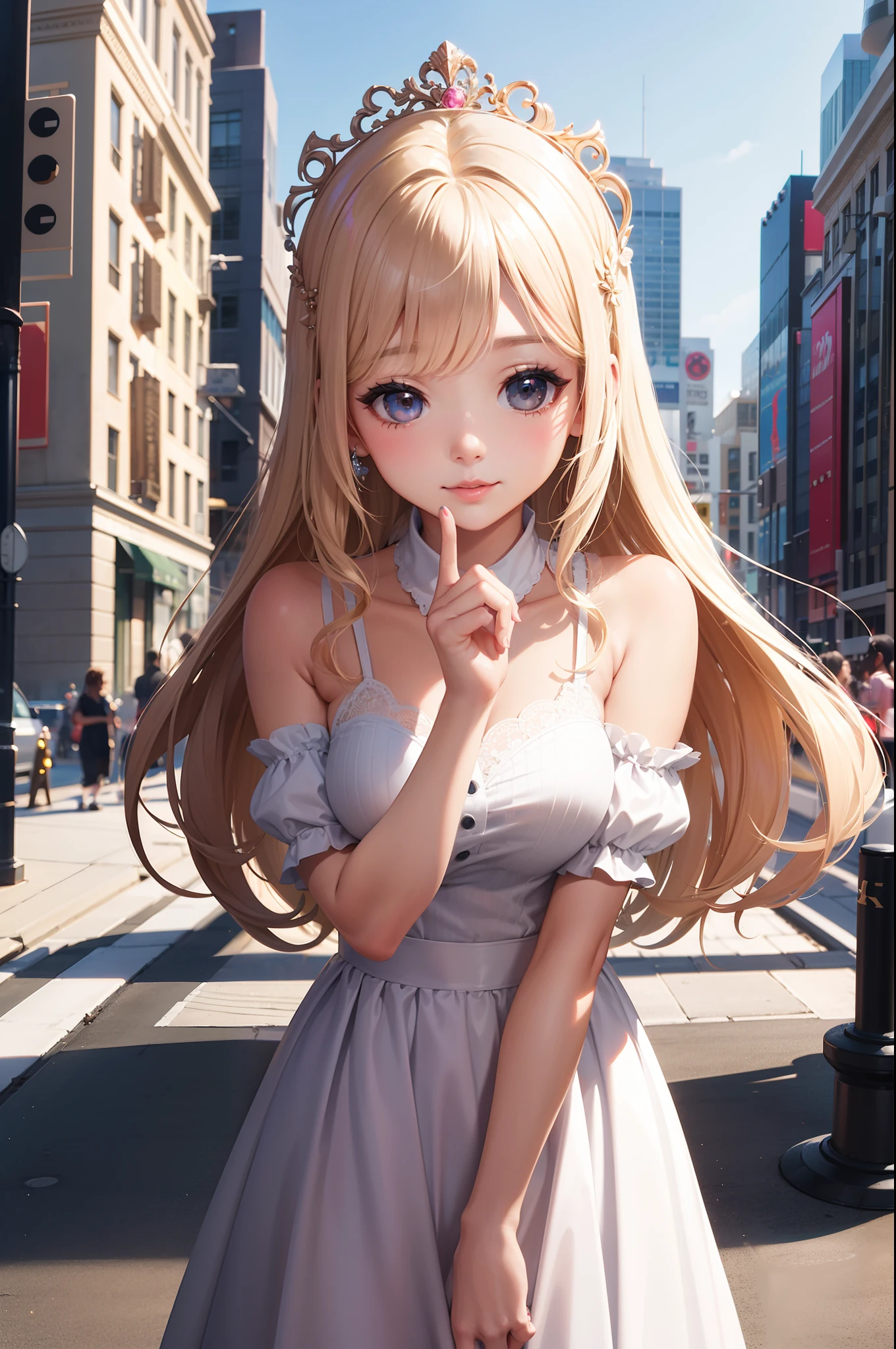 (La mejor calidad) (obra maestra ) Cara perfecta. kawaii & Siniestra princesa belleza joven en la ciudad de Nueva York.