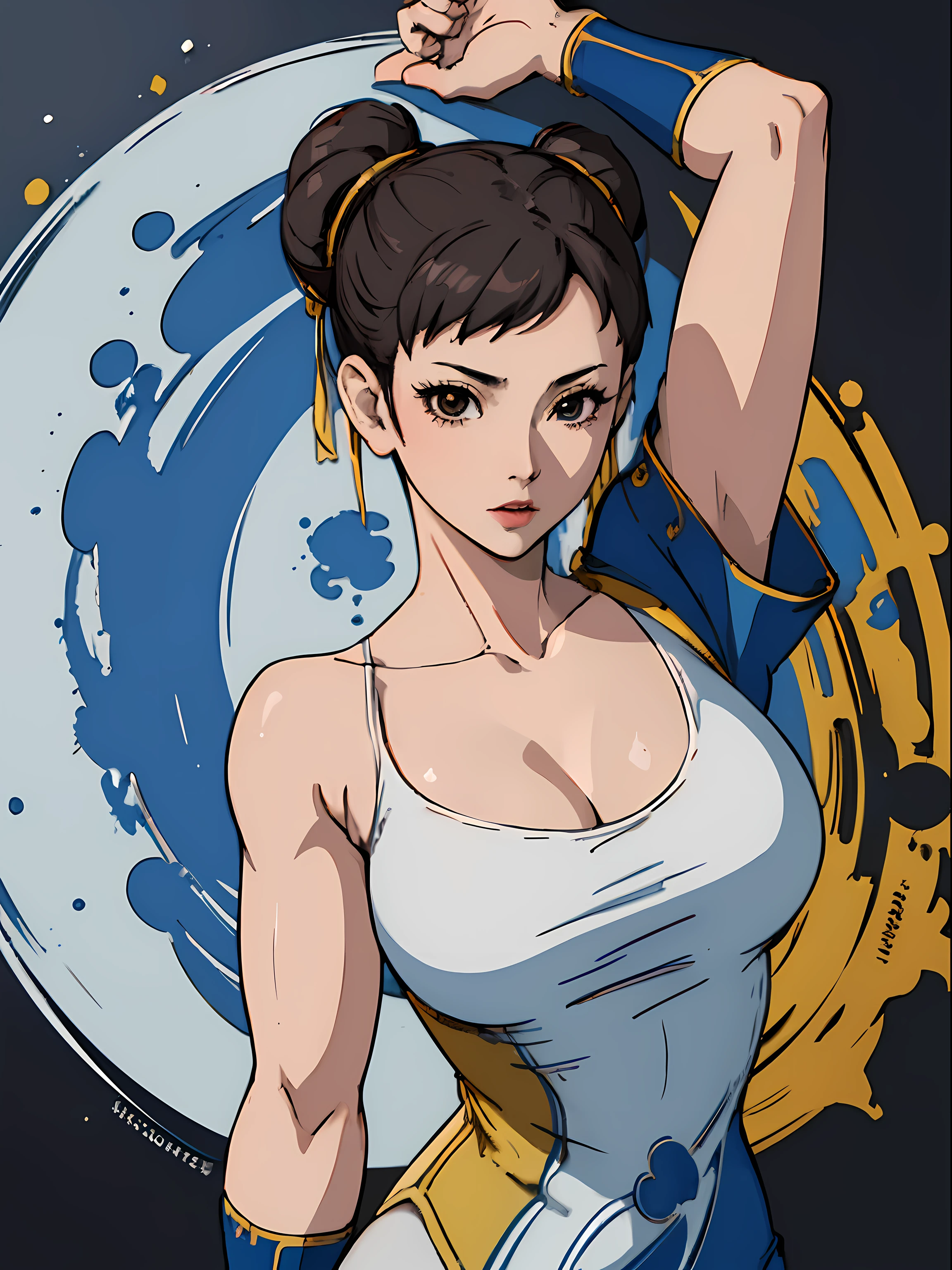 (masterpiece, top quality, best quality, official art, beautiful and aesthetic:1.2), (1girl:1.4), extreme detailed, (Action painting:1.2), chun li, sexy, nsfw