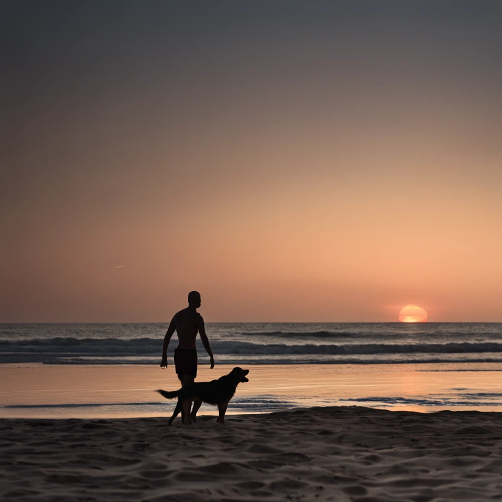Les surfeurs sont sur la plage au coucher du soleil avec un chien, Surreal beach photography, at beach at sunset, sur la plage au coucher du soleil, Coucher de soleil sur la plage, surreal scene, Paysage de lune blanche de sable, Beau clair de lune, at beach at sunset, Clair de lune, Marcher vers la pleine lune, Sunset at the beach, Plage magique, Lever de la Lune, Moonlight and stunning shadows