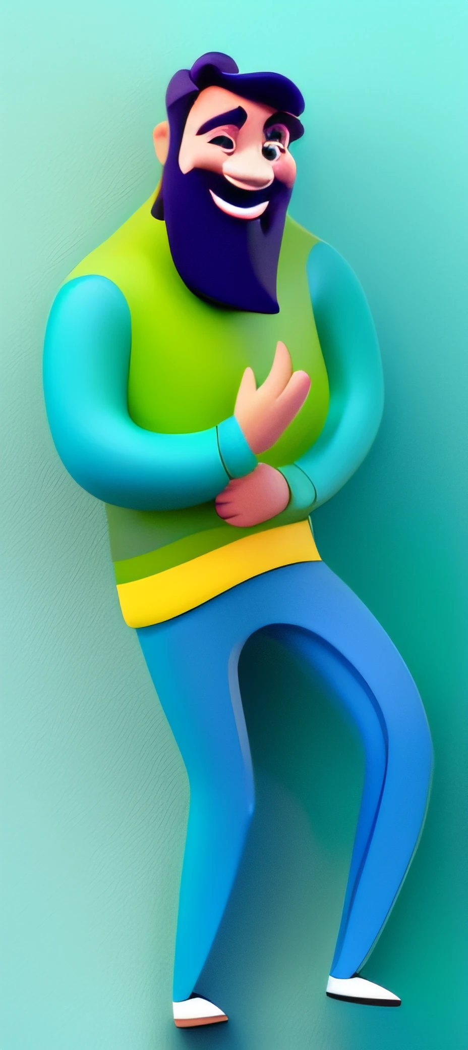 Make a 3D Flat style sticker with this happy and smiling character. Reveal the perfection of the character's facial expression.