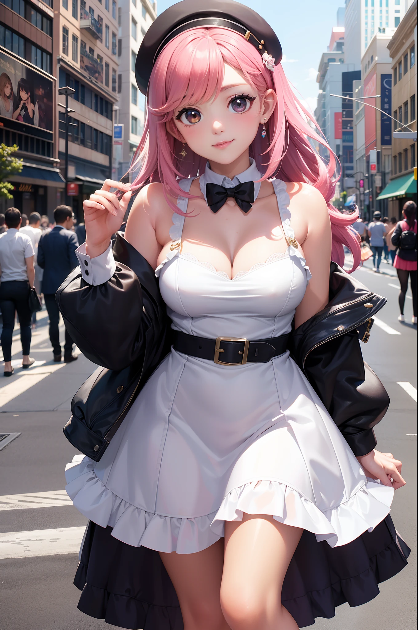 (La mejor calidad) (obra maestra ) Cara perfecta. kawaii & Siniestra princesa belleza joven en la ciudad de Nueva York.