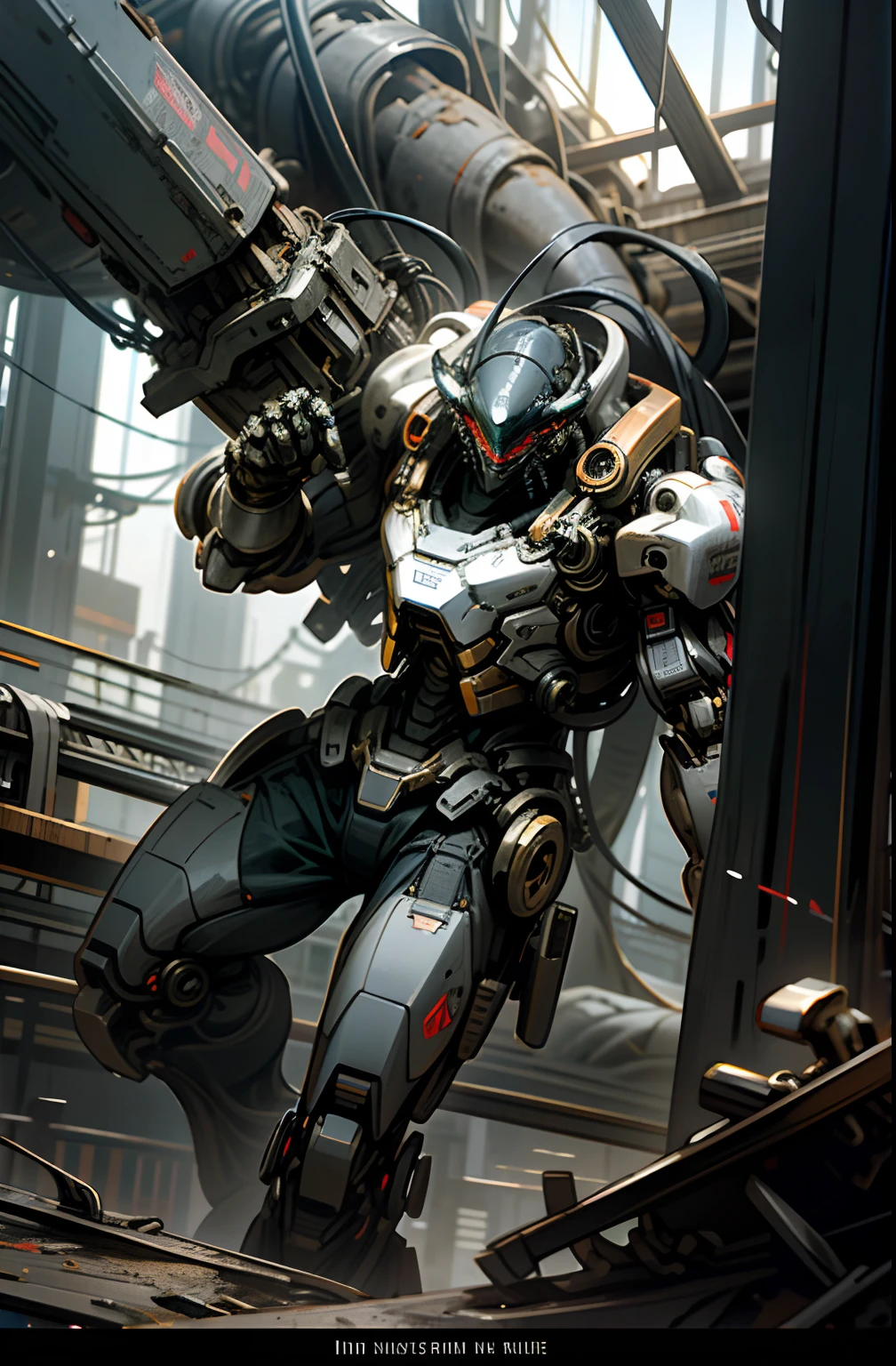 Dark_Fantasy,Cyberpunk,(chain saw,chain saw man,Red:1.1),1man,Mechanical marvel,Robotic presence,Cybernetic guardian,wearing a worn-out mech suit，iintricate，（Steel metal[rusted]），ellegance，Clear focus，Photo by Greg Rutkowski，gentlesoftlighting，vivd colour，tmasterpiece，（（the street）），cow boy shot，dynamicposes，flight