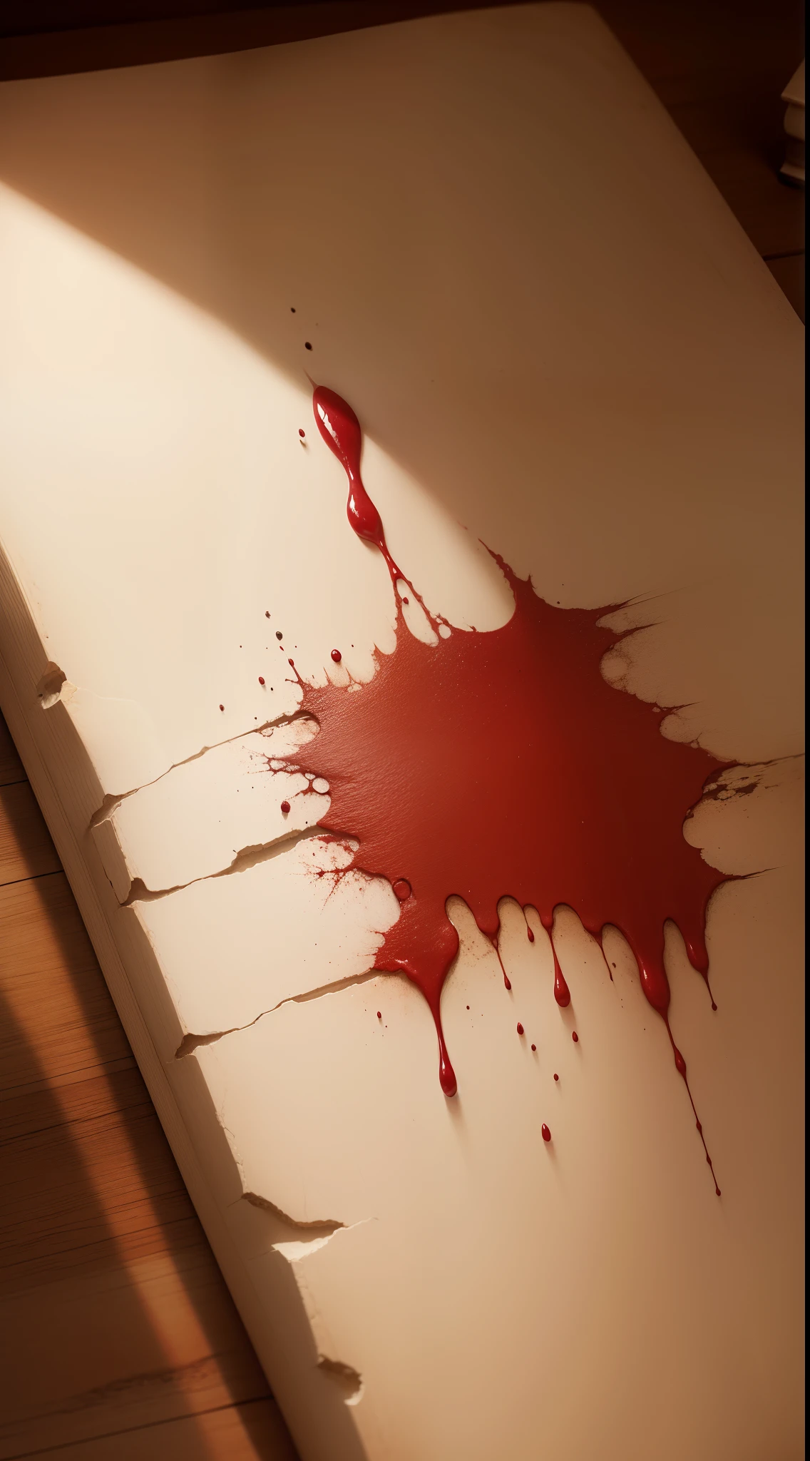 a blank page from an old book, skin texture, close up, bloody
