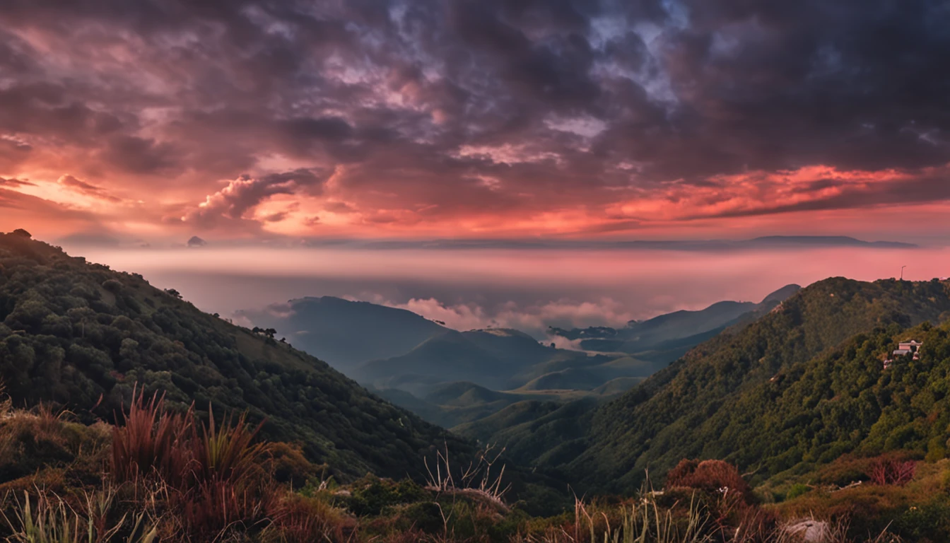 gerar imagem de uma cruz em monte com nuvens nublada e uma cidede judia