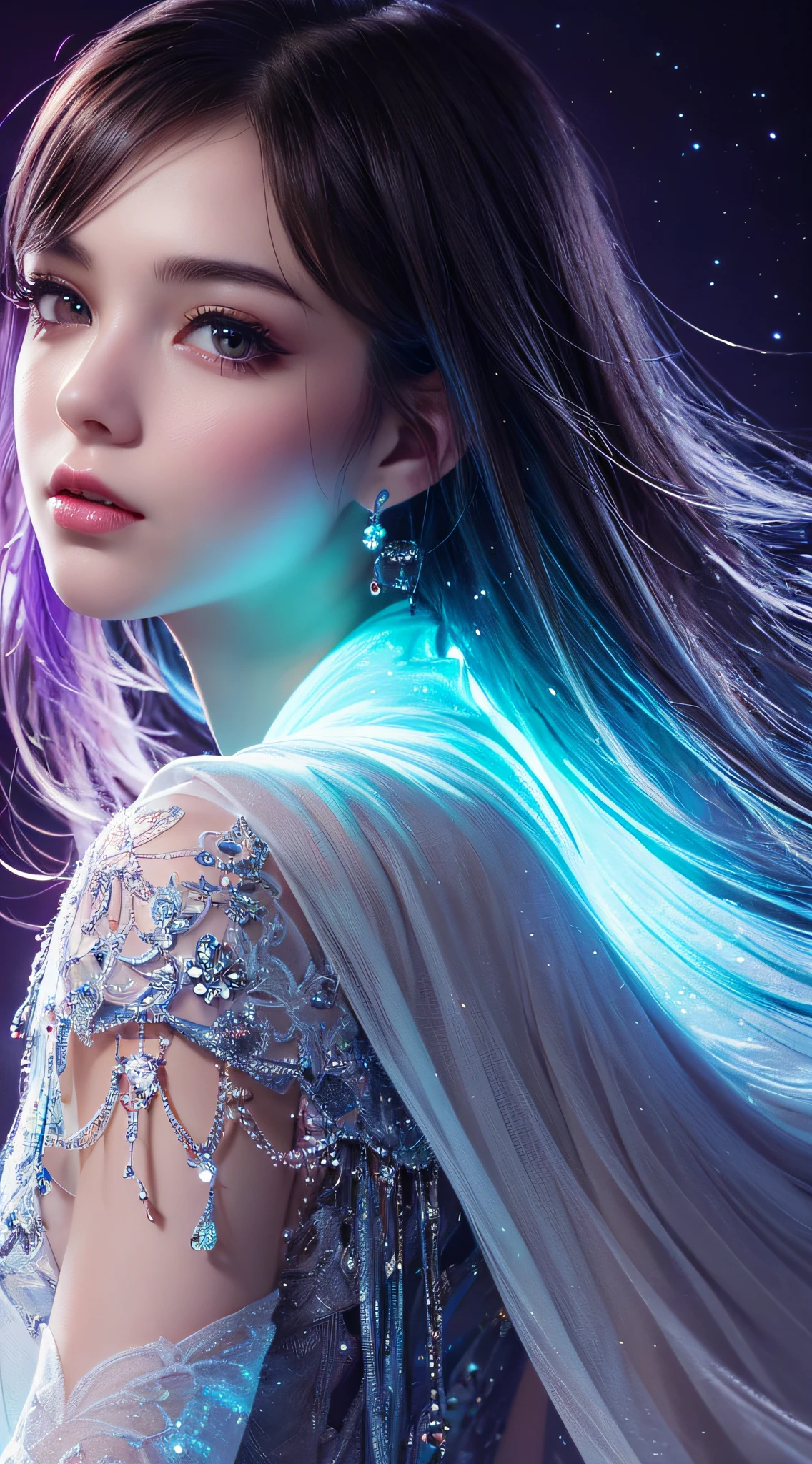 best quality, masterpiece, (realistic:1.2), 1 girl, detailed face, beautiful eyes, (masterpiece:1.2, best quality), (finely detailed beautiful eyes: 1.2), (extremely detailed CG unity 8k wallpaper, masterpiece, best quality, ultra-detailed, best shadow), (detailed background), (beautiful detailed face, beautiful detailed eyes), High contrast, (best illumination, an extremely delicate and beautiful),1girl,((colorful paint splashes on transparent background, Dulux,)), dynamic angle, beautiful detailed glow, full body, cowboy shot, white hair, purple eyes, best quality, masterpiece, (realistic:1.2), lotus flower, glowing, in the night sky, full of stars, very detail, ultra-high resolution, ultra-high quality,