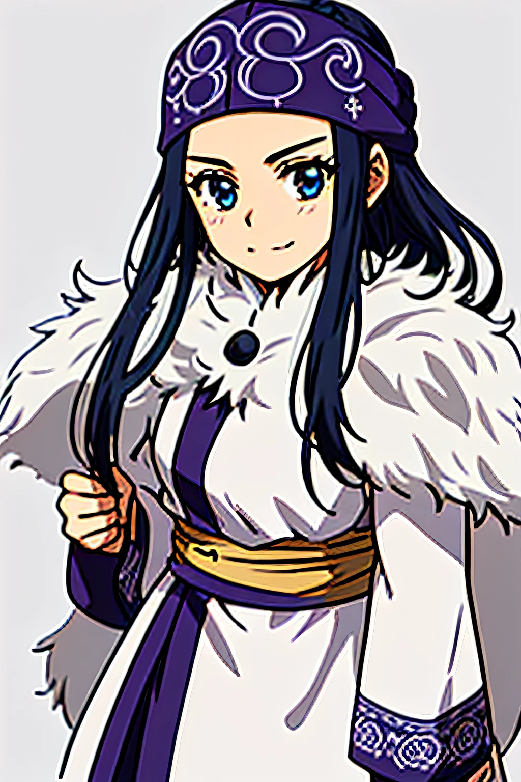 Anime girl in white and purple outfit holding a sword - SeaArt AI