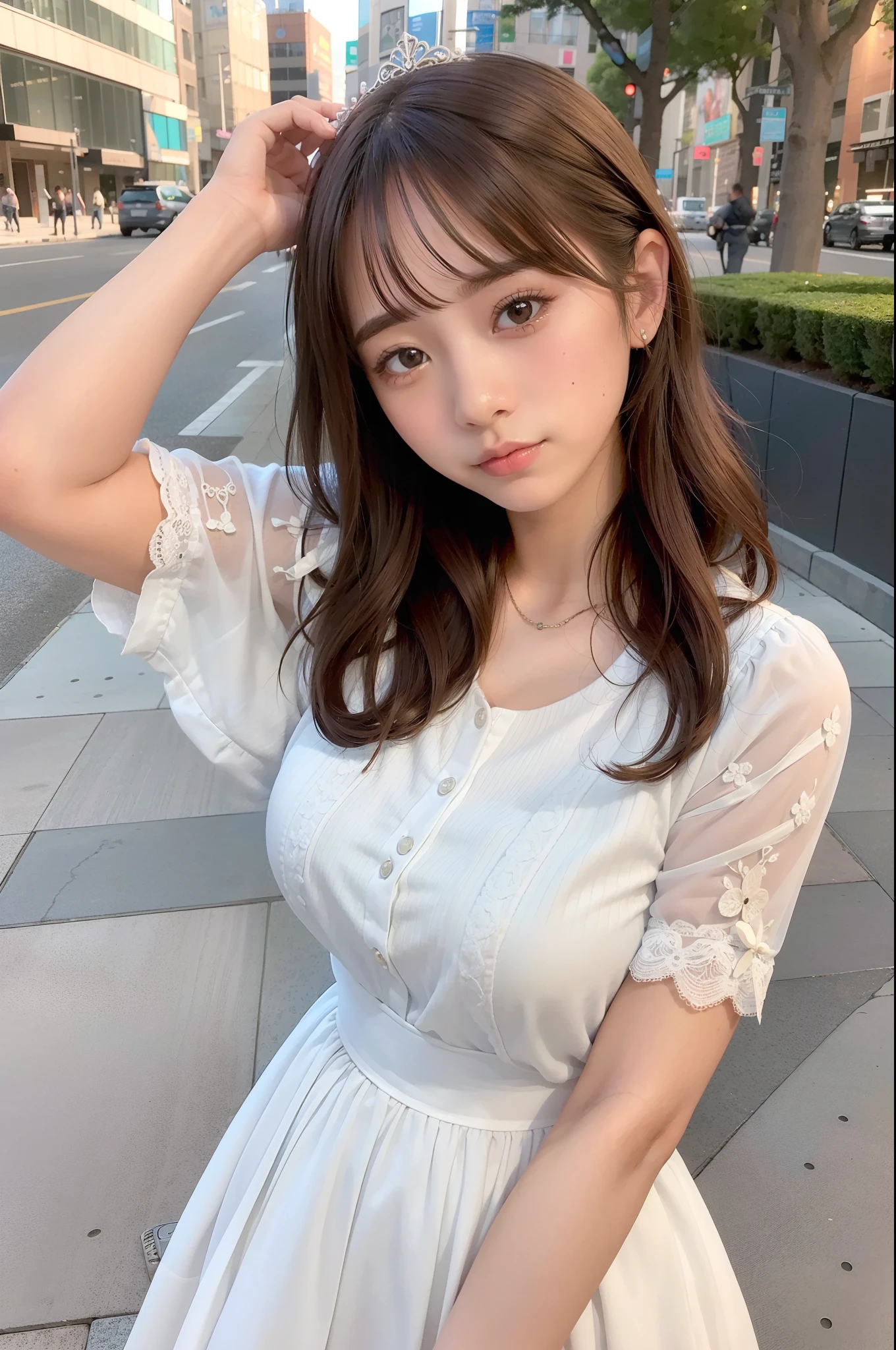 (La mejor calidad) (obra maestra ) Cara perfecta. kawaii & Siniestra princesa belleza joven en la ciudad de Nueva York.