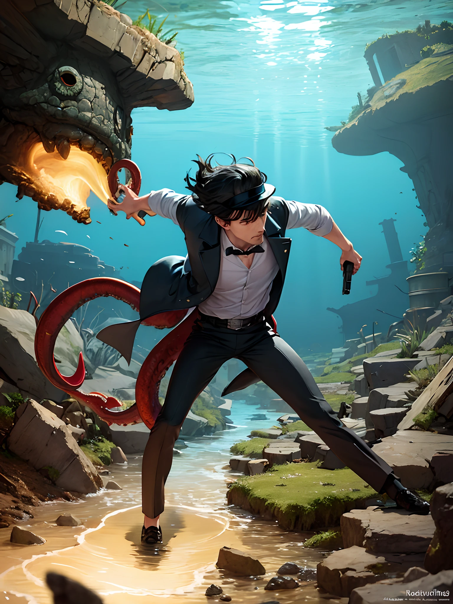 The Age of Steam，Sherlock Holmes fights Cthulhu with a revolver in a sunken city in the deep sea，The detective was wounded，Fight and run away
