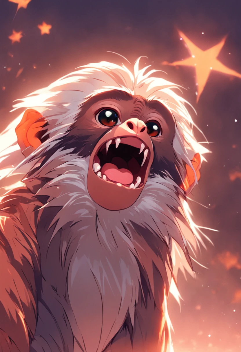 star monkey tamarin showing tongue, estilo pixar, dreamworks, 插圖