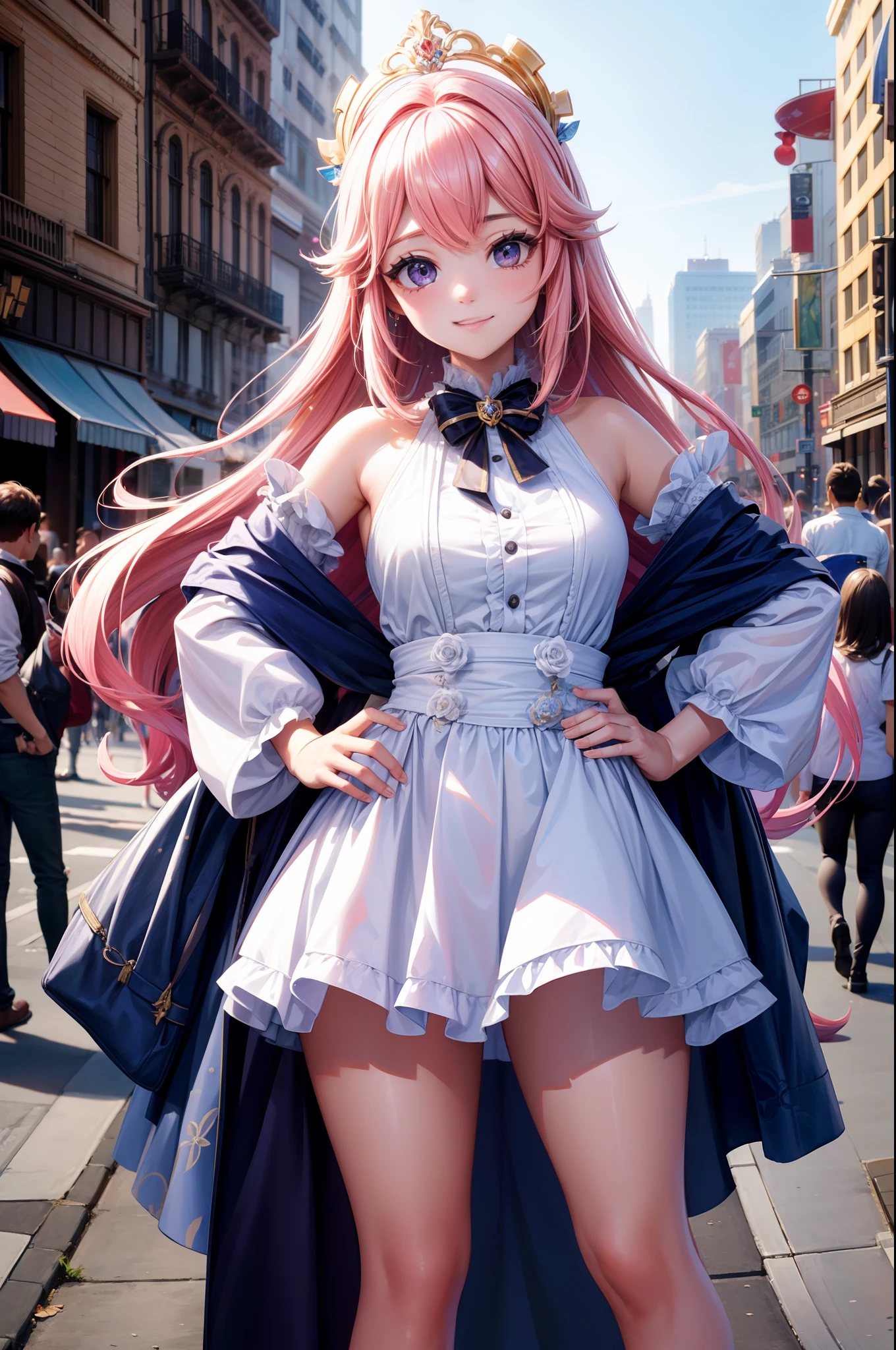 (La mejor calidad) (obra maestra ) Cara perfecta. kawaii & Siniestra princesa belleza joven en la ciudad de Nueva York.