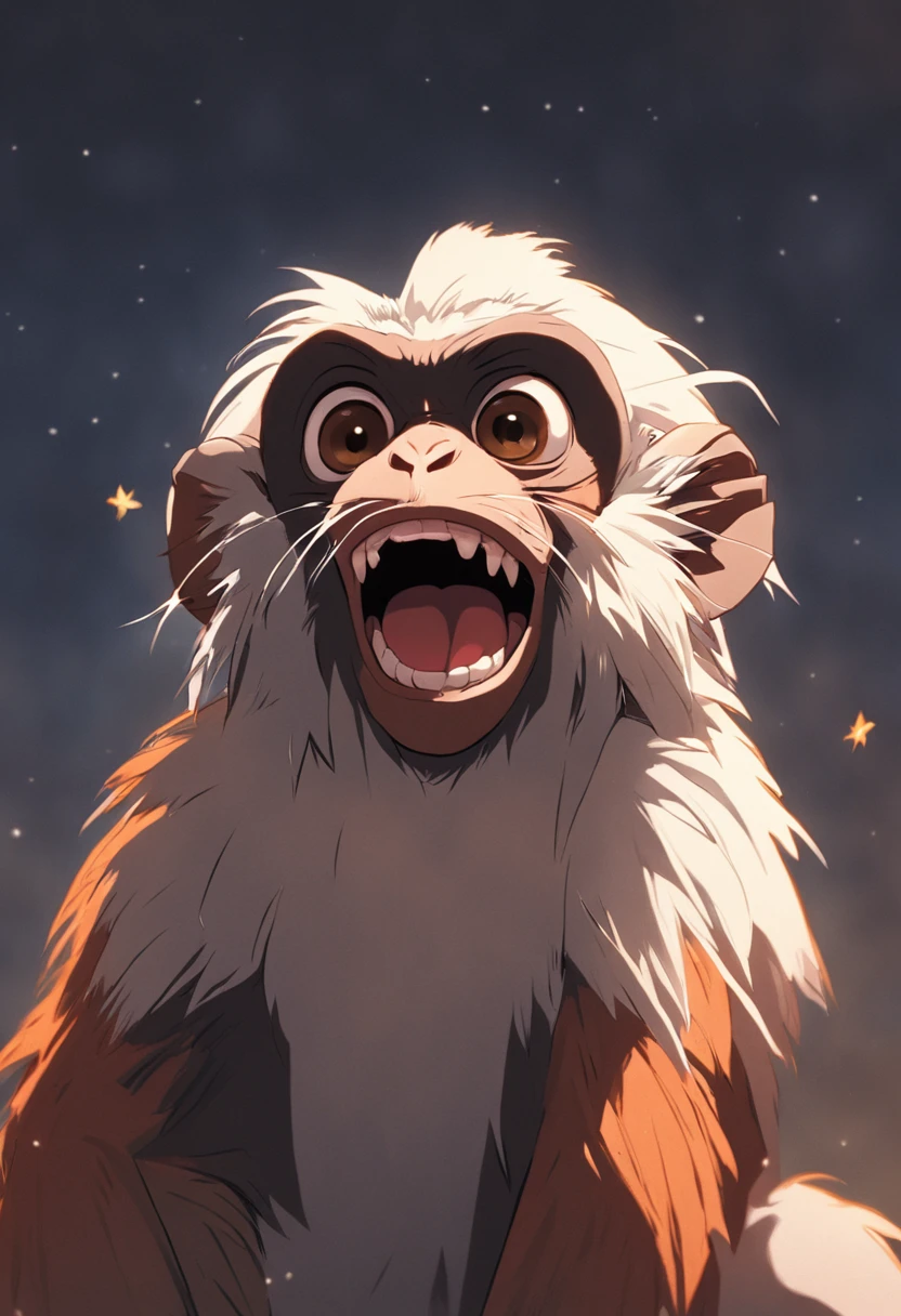 star monkey tamarin showing his tongue in jest, estilo pixar, dreamworks, 插圖, sem fundo