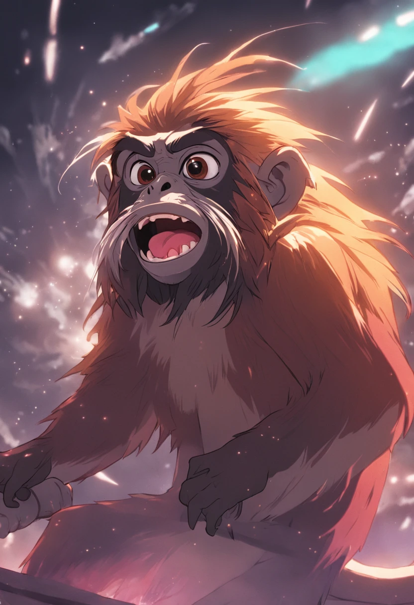 star monkey tamarin showing his tongue in jest, estilo pixar, dreamworks, 插圖, sem fundo