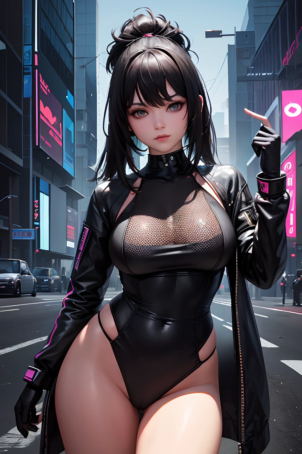 "Fine, (Masterpiece, Ultra Realistic), (Top Quality, 8K), (Best shadow, best Lighting), 1girl (High detailed:1.2), Cyberpunk, Night"