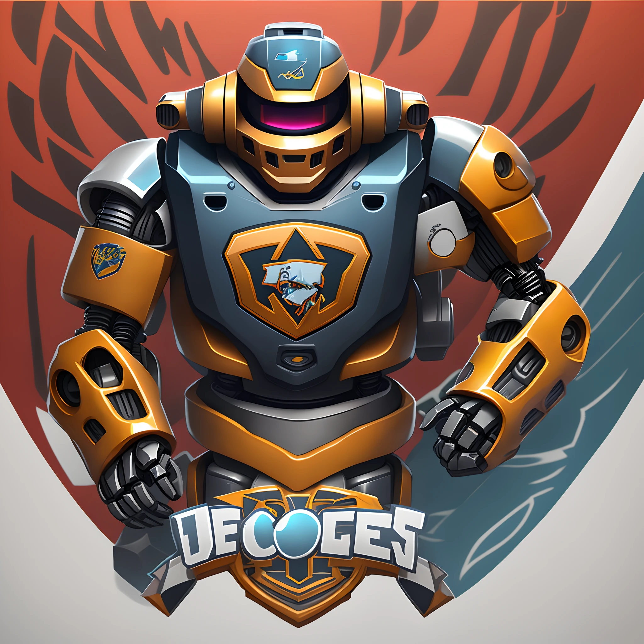 Create a college logo with a mascot robot with the phrase system devourers
