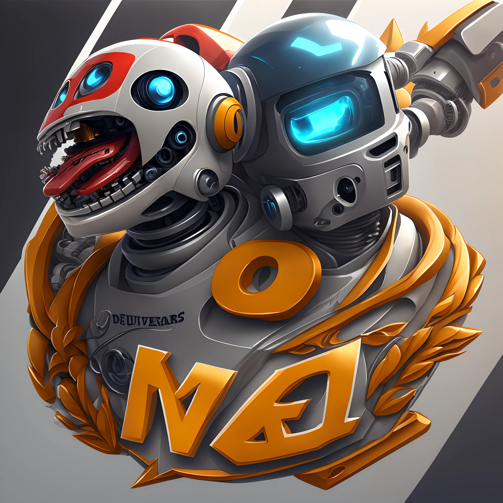 Create a college logo with a mascot robot with the phrase system devourers