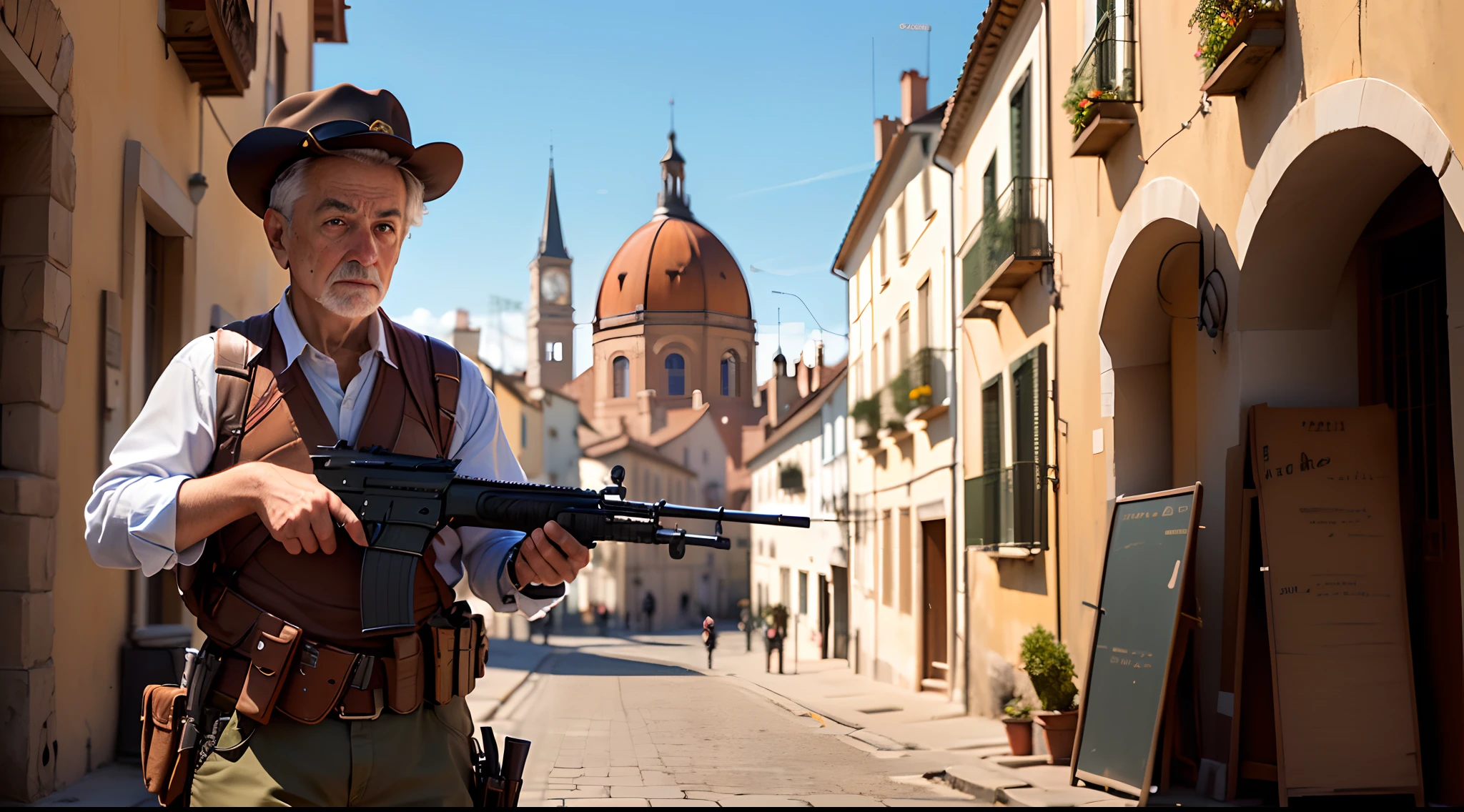 Curió with rifle